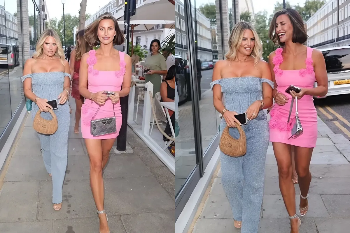 Ferne McCann puts on a very leggy display in a figure-hugging pink mini dress as she enjoys rare girls' night out ngocc