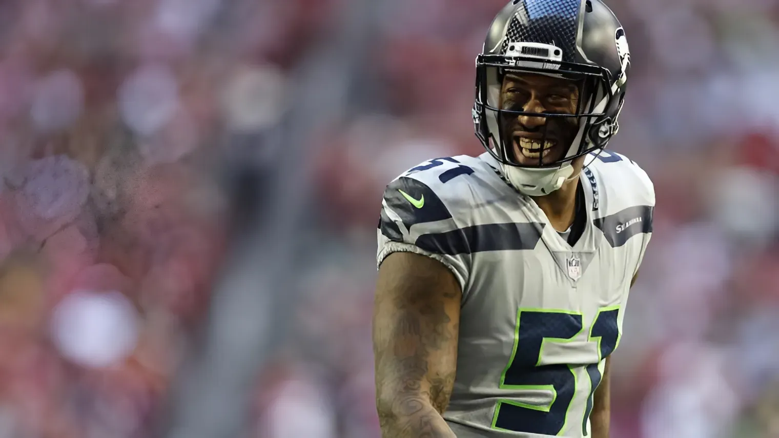 Bruce Irvin digs this rep by Seahawks edge Derick Hall blasting a tight end