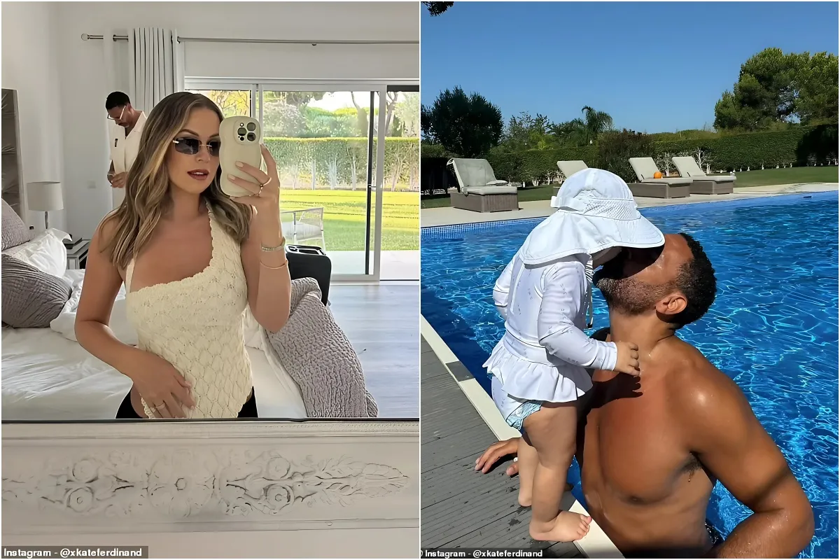 Kate Ferdinand puts on a busty display in low-cut bikini as she shares adorable snaps of her daughter Shae, 13 months, and husband Rio on holiday liennhi