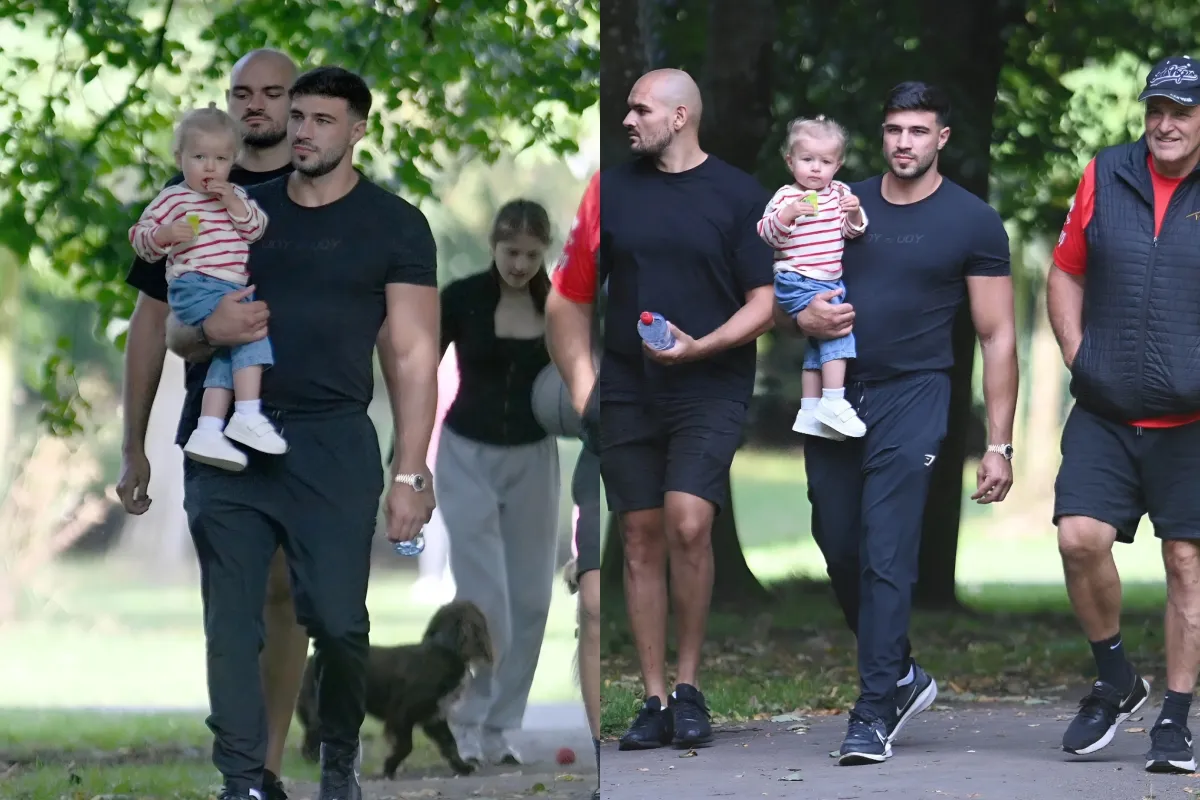 Tommy Fury is all smiles as he is reunited with daughter Bambi for a walk in the park with his dad and brother ngocc