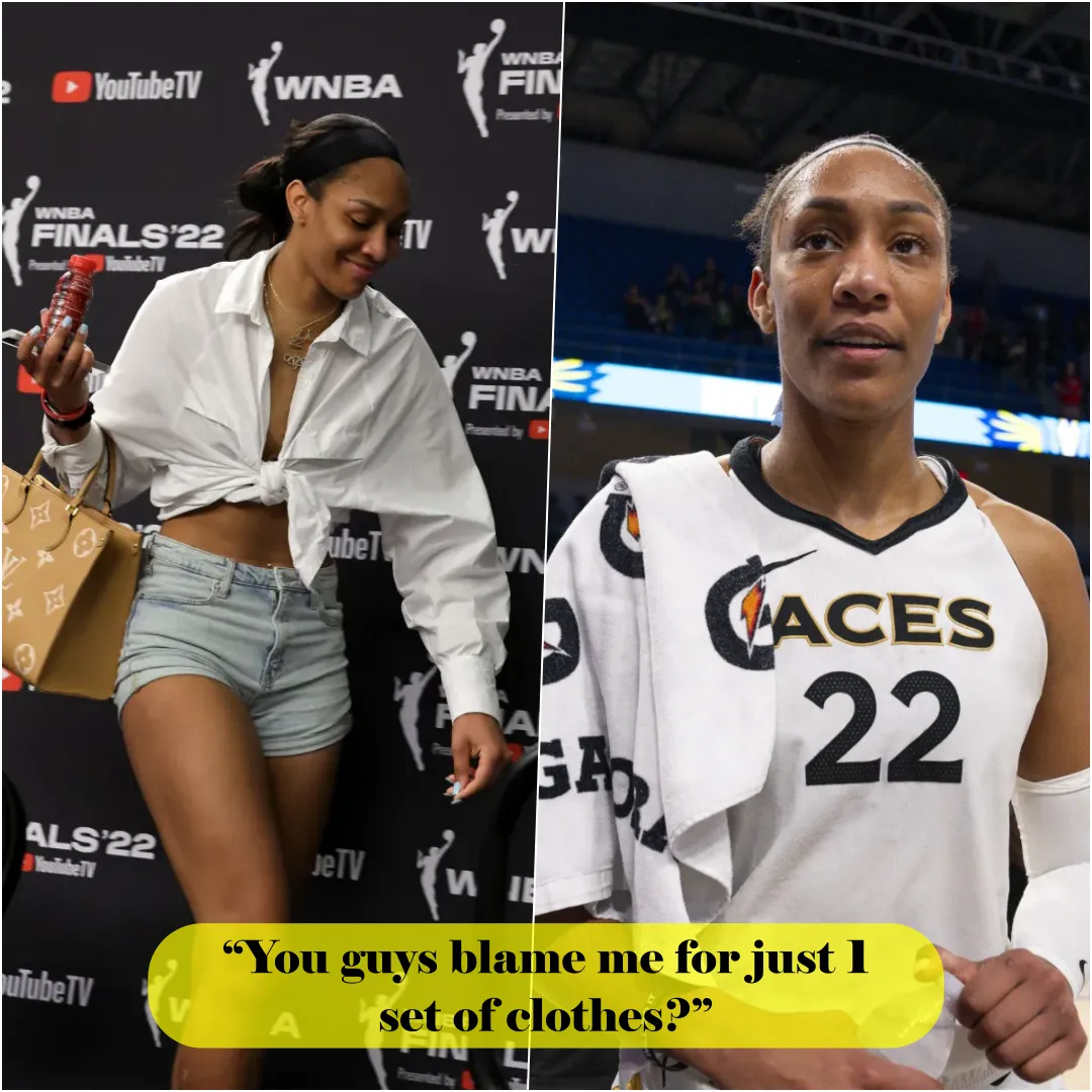 “You guys blame me for just 1 set of clothes?” ’ja Wilson finally breaks silence on white pre-game t-shirt going viral amid LV Aces star’s heroics