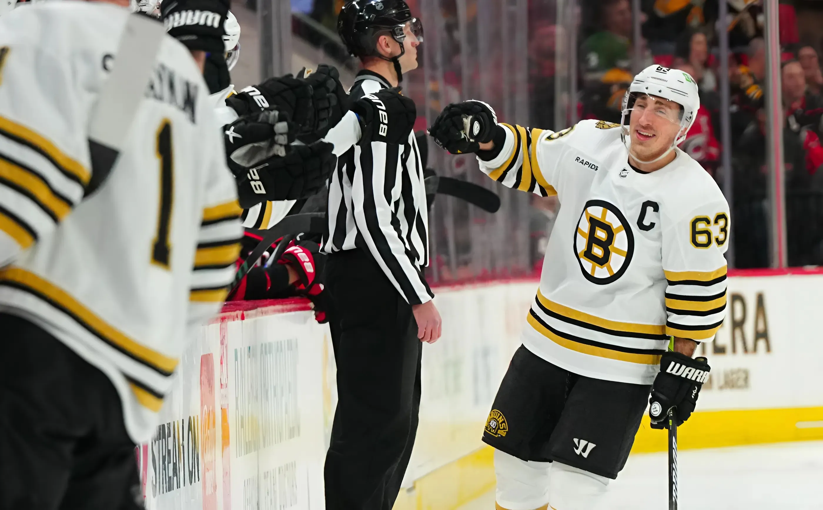 Bruins Brad Marchand Leads by Example at Captain’s Practice