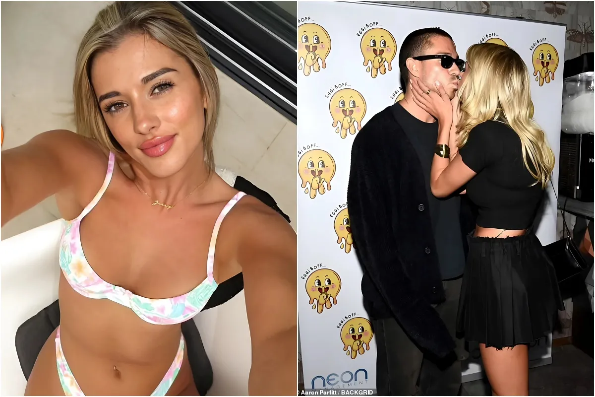 Love Island's Jessy Potts looks sensational in floral bikini bikini and declares she is at her 'happiest' after claims she and Joey Essex 'barely spend time together' liennhi