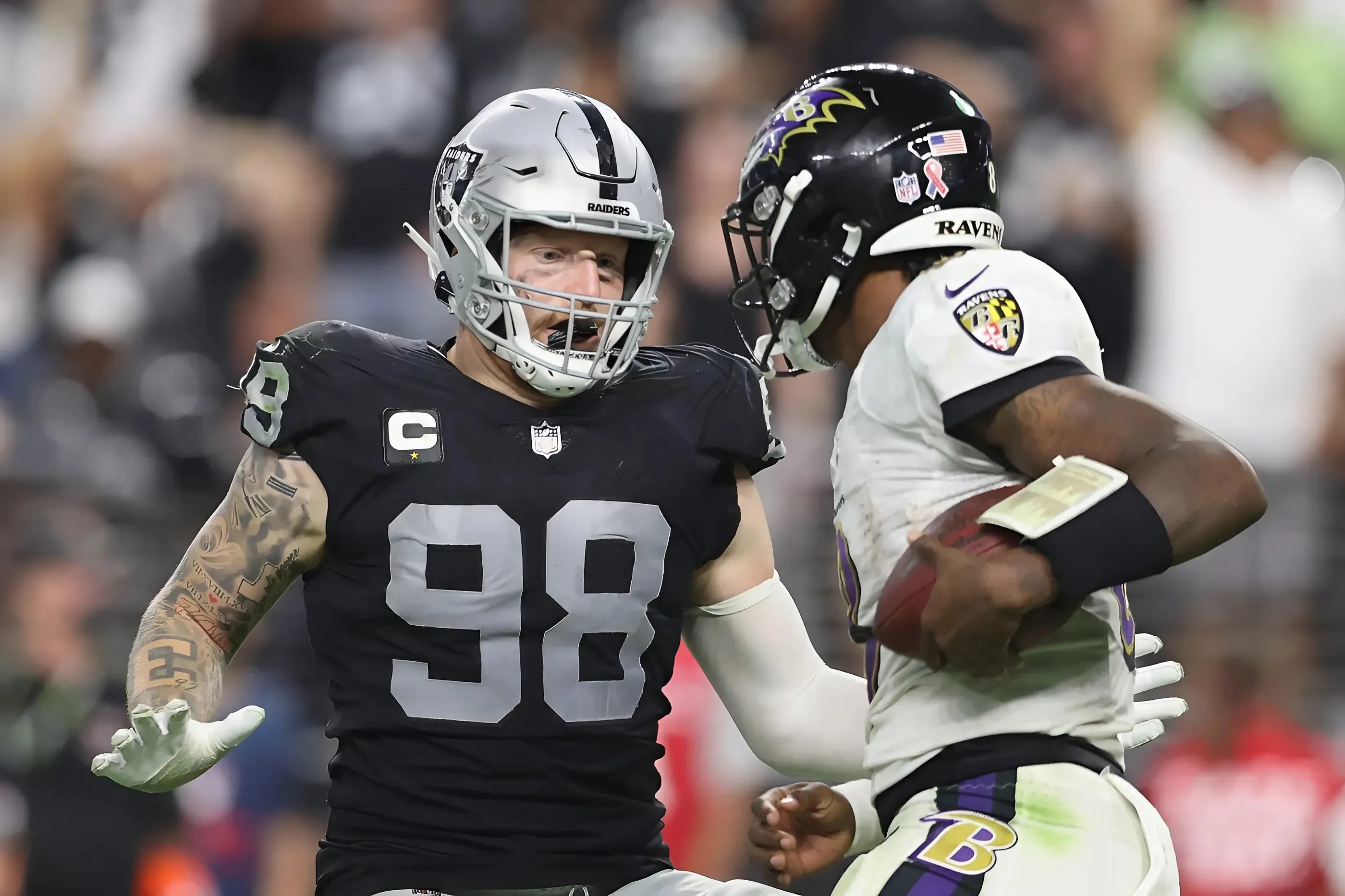 Las Vegas, Baltimore meet in Week 2 with Ravens QB Jackson, Raiders DE Crosby set to match up