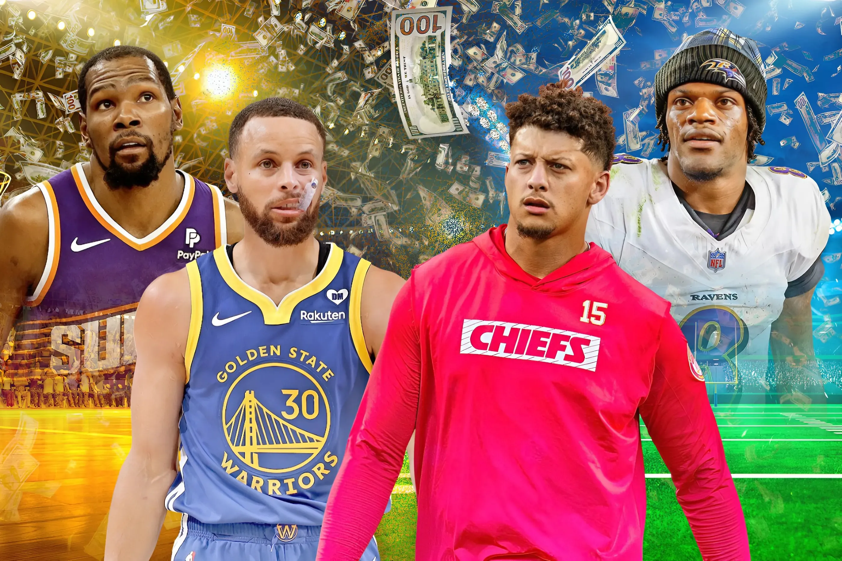 Top 10 highest paid NFL and NBA earners for 2024-25 season includes Curry but not LeBron or Mahomes and adds up to stunning $1 billion fortune