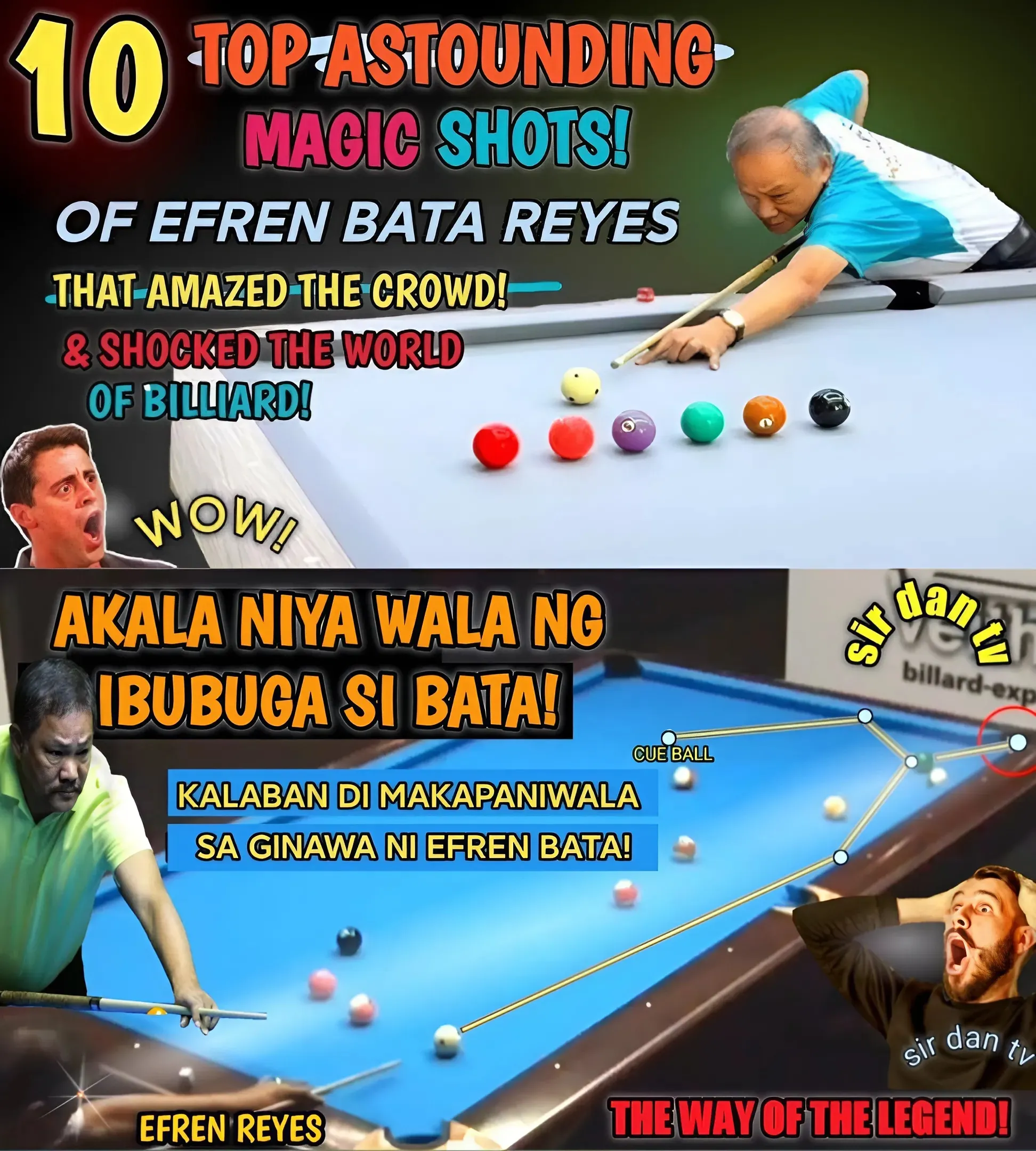 Magician Efren Bata Reyes once again proved that age is just a number and a magician is always a magician.. Germany's rising star and billiard hustler can't believe what Efren Bata did!