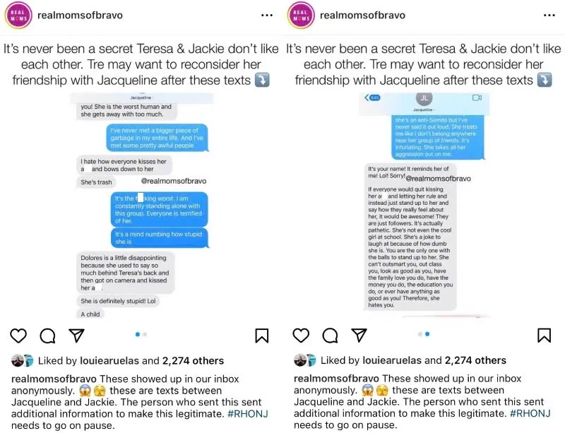 RHONJ’s Jackie Goldschneider’s Alleged Texts About Teresa Are Leaked, See the Shocking Claims She Told Jacqueline as Jacqueline Suggests Dolores is Two-Faced Over Teresa & Shares Status With Teresa Today