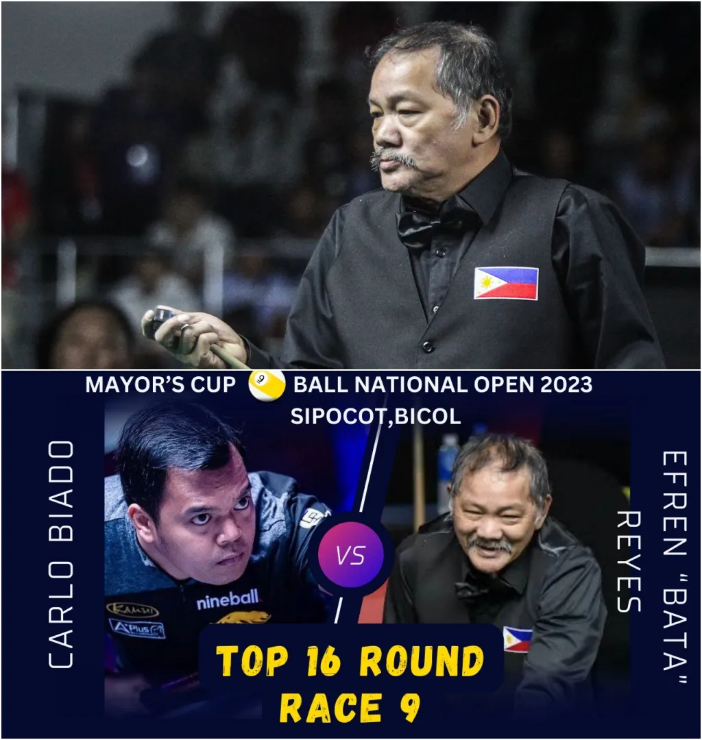 Clash of Legends: Efren 'Bata' Reyes vs. Carlo Biado - Who Will Win Race 9?"