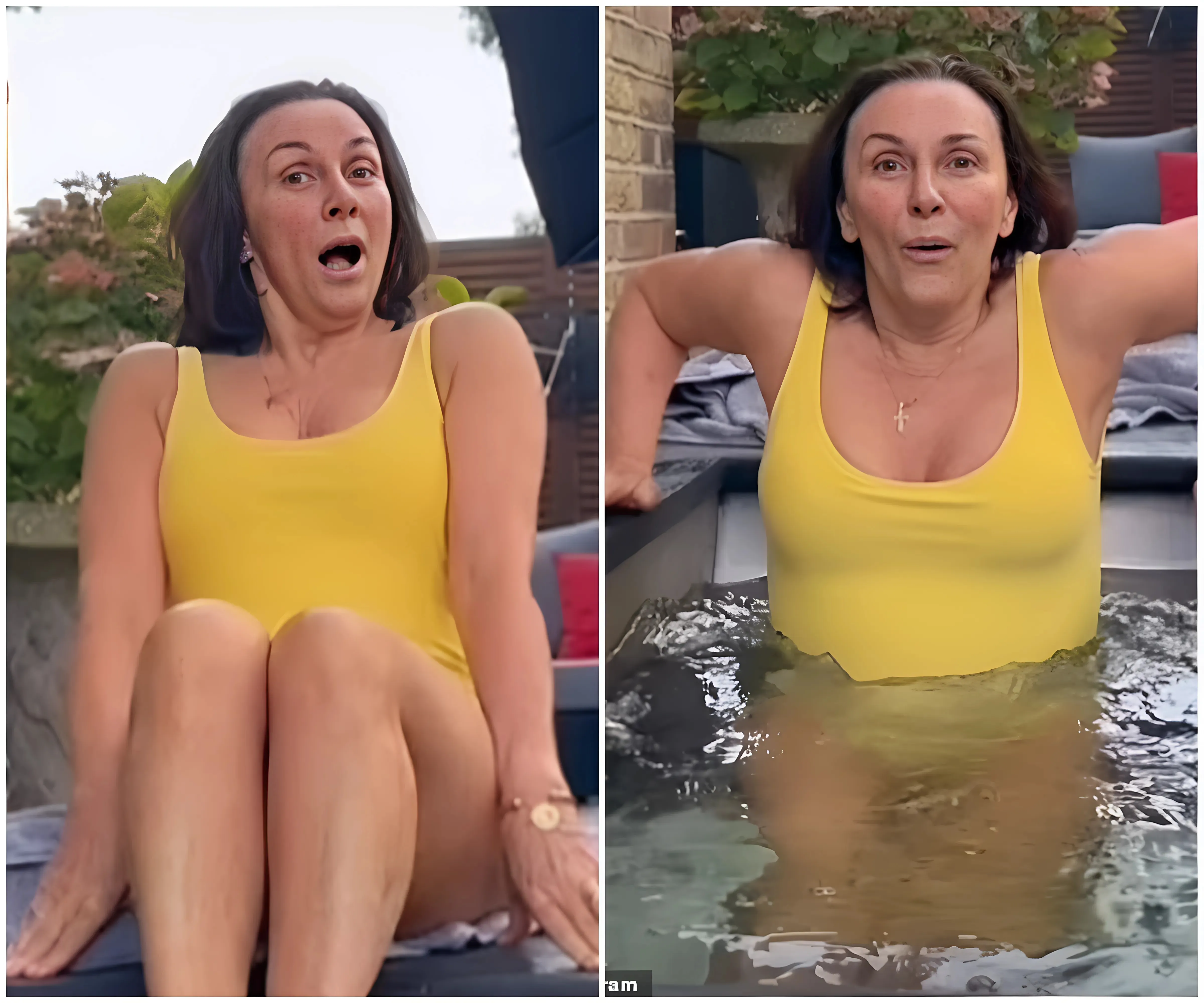 Strictly's Shirley Ballas, 64, shows off her incredible figure in a yellow swimsuit as she braves a dip in a freezing plunge pool ahead of the first live show-suong