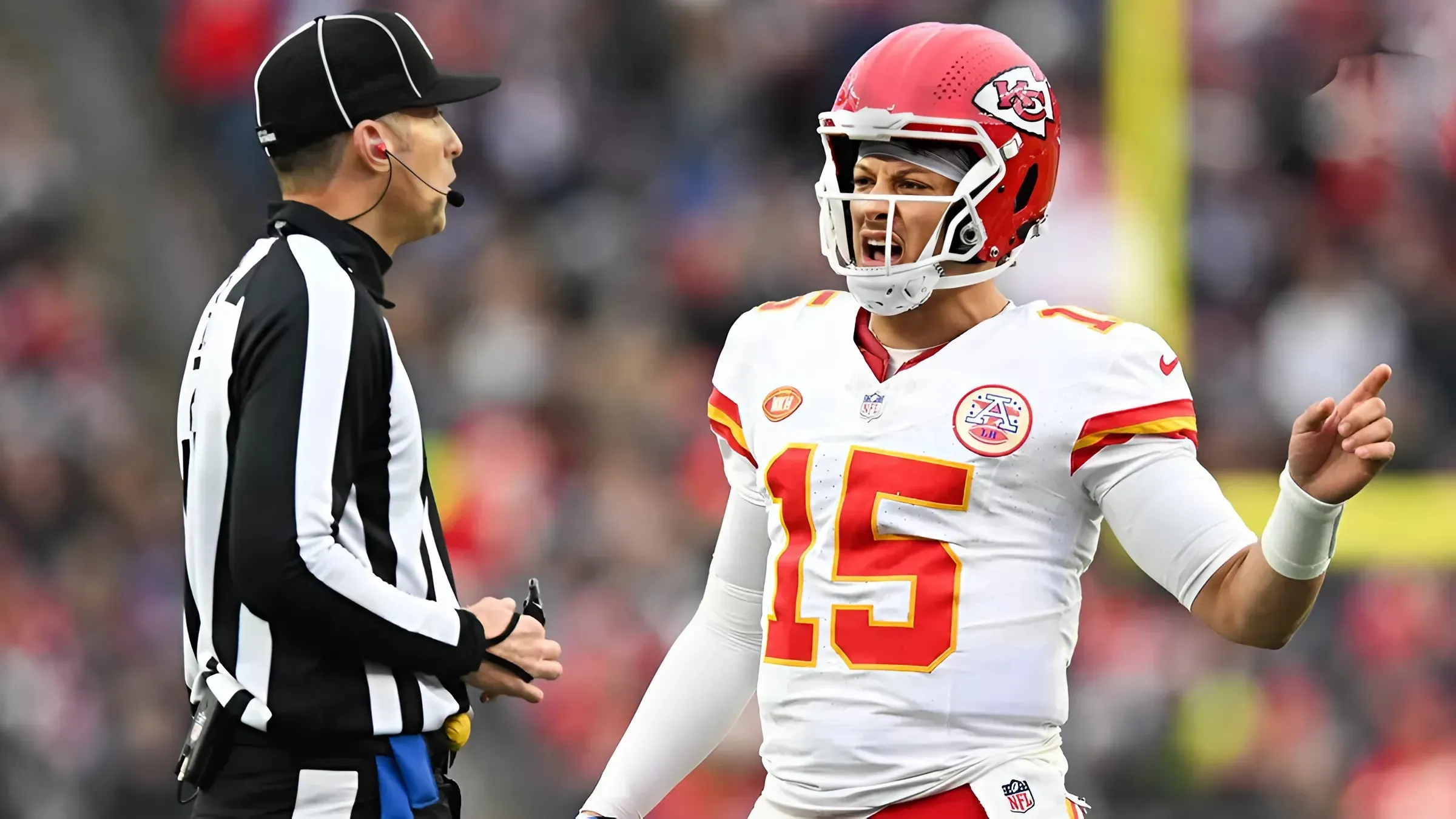 Suspicious NFL Fans Think Something Fishy Is Going On After Sketchy Photo Emerges Of Patrick Mahomes & Ref Before Chiefs-Falcons MNF Game