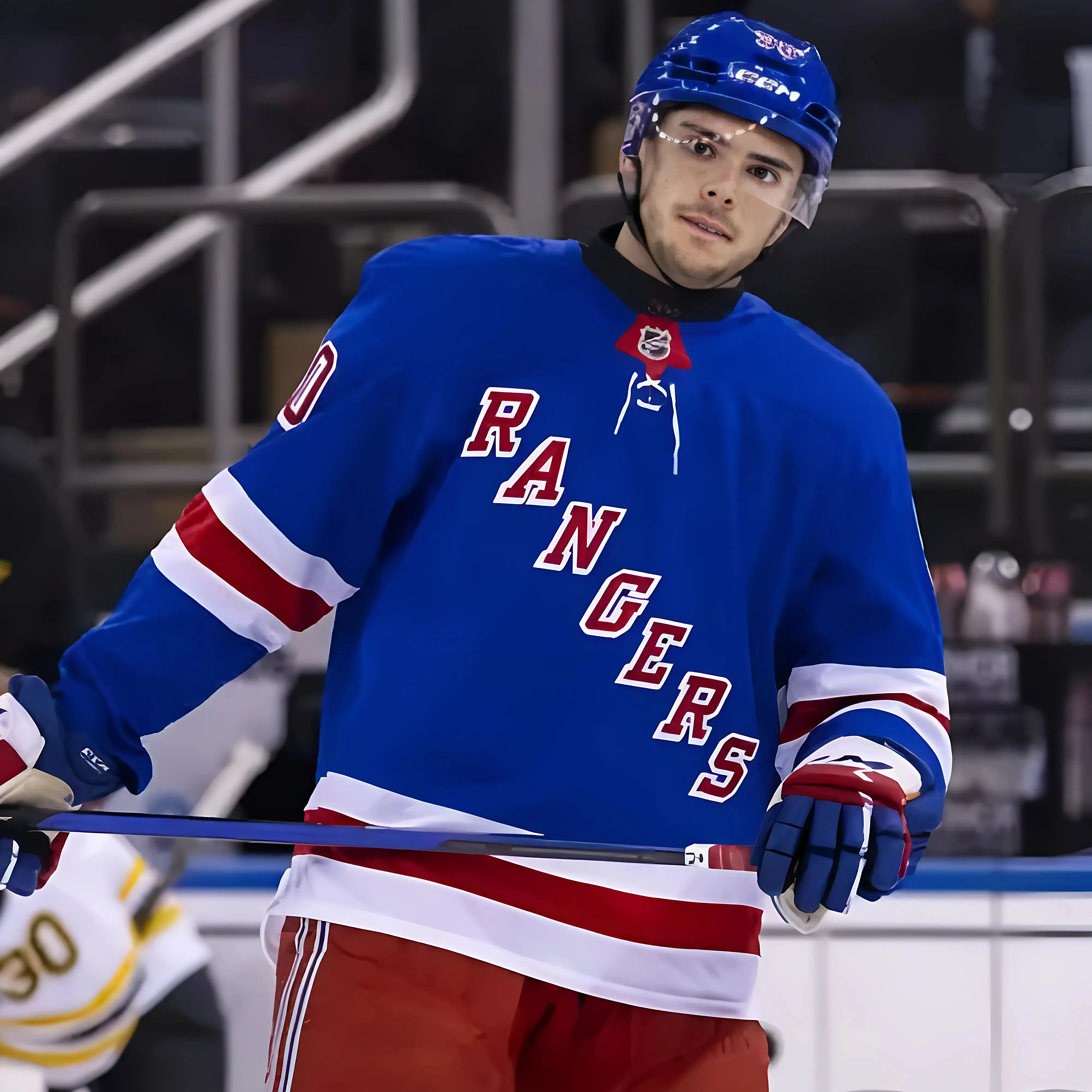 Rangers’ Victor Mancini gets practice look as pair with Adam Fox