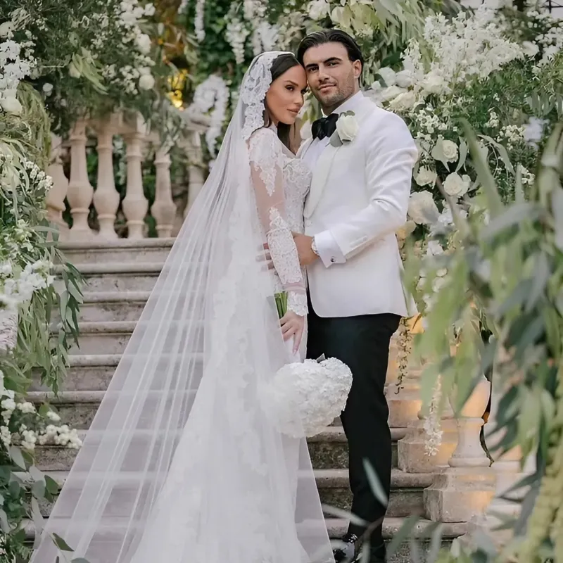 Vicky Pattison stuns in an incredible full lace bridal gown and a dramatic veil as she shares first insight into lavish wedding to Ercan Ramadan ngocc