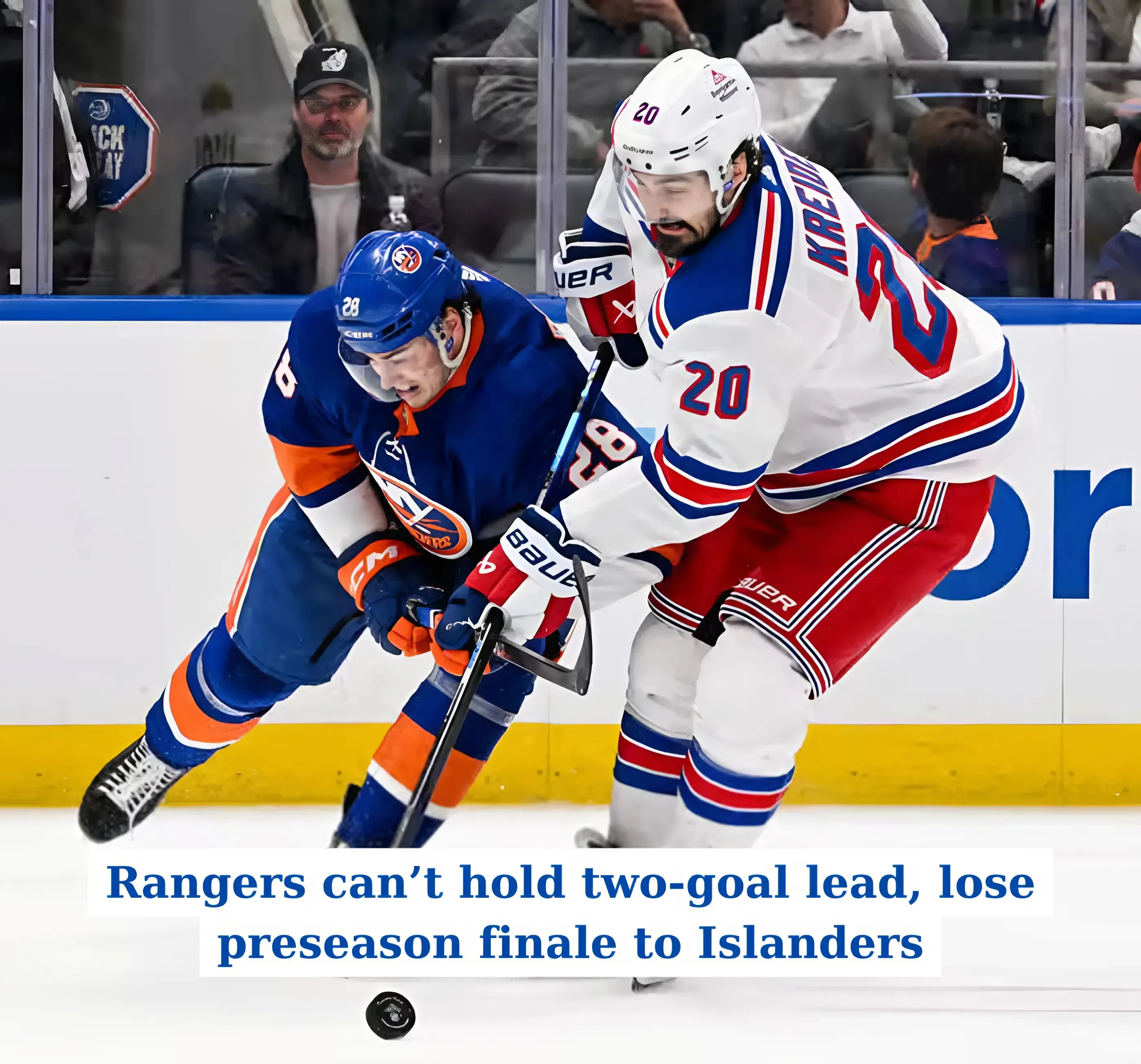 Rangers can’t hold two-goal lead, lose preseason finale to Islanders