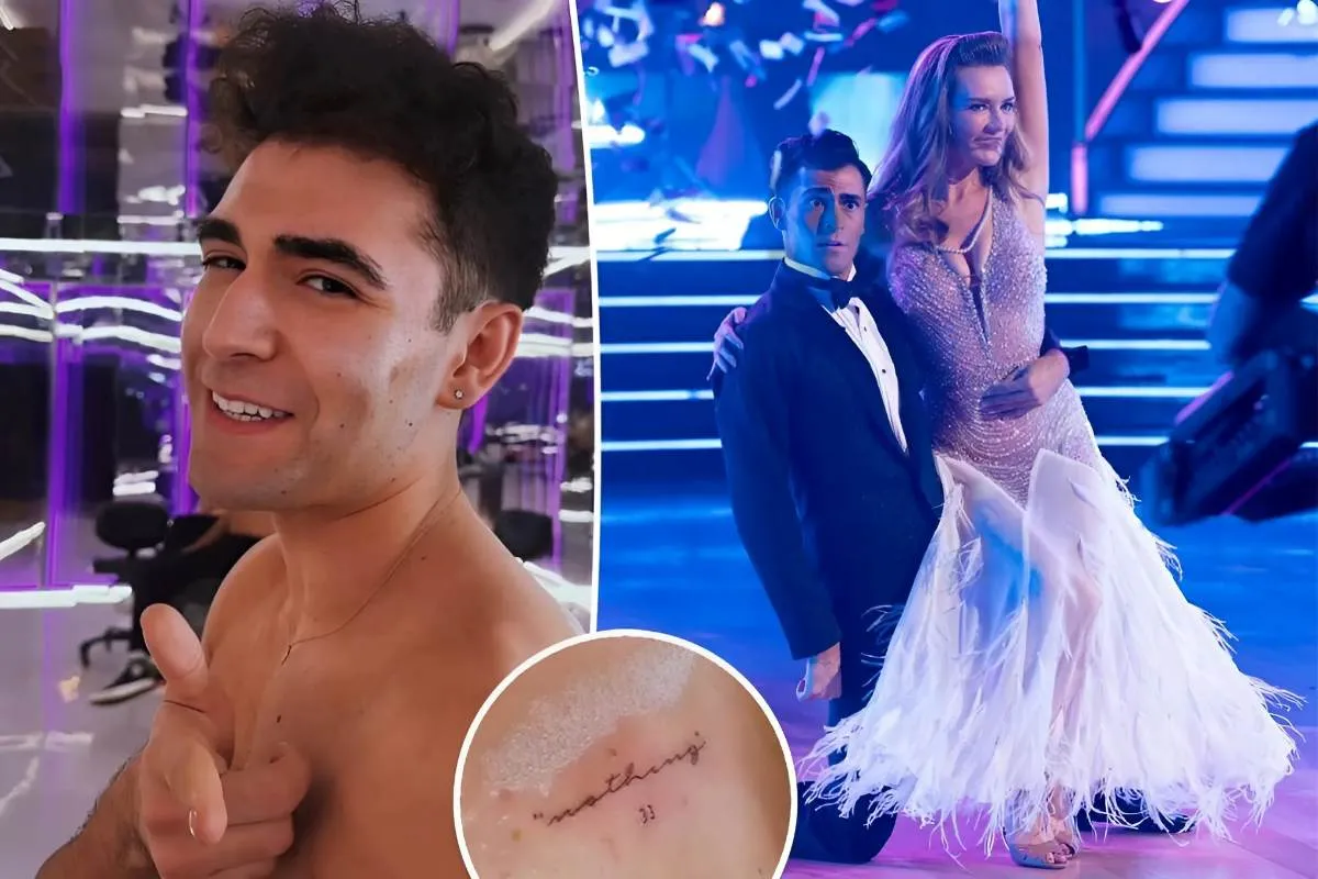 Anna Delvey's 'DWTS' partner, Ezra Sosa, gets 'nothing' tattooed on his back after her one-word elimination shade tram