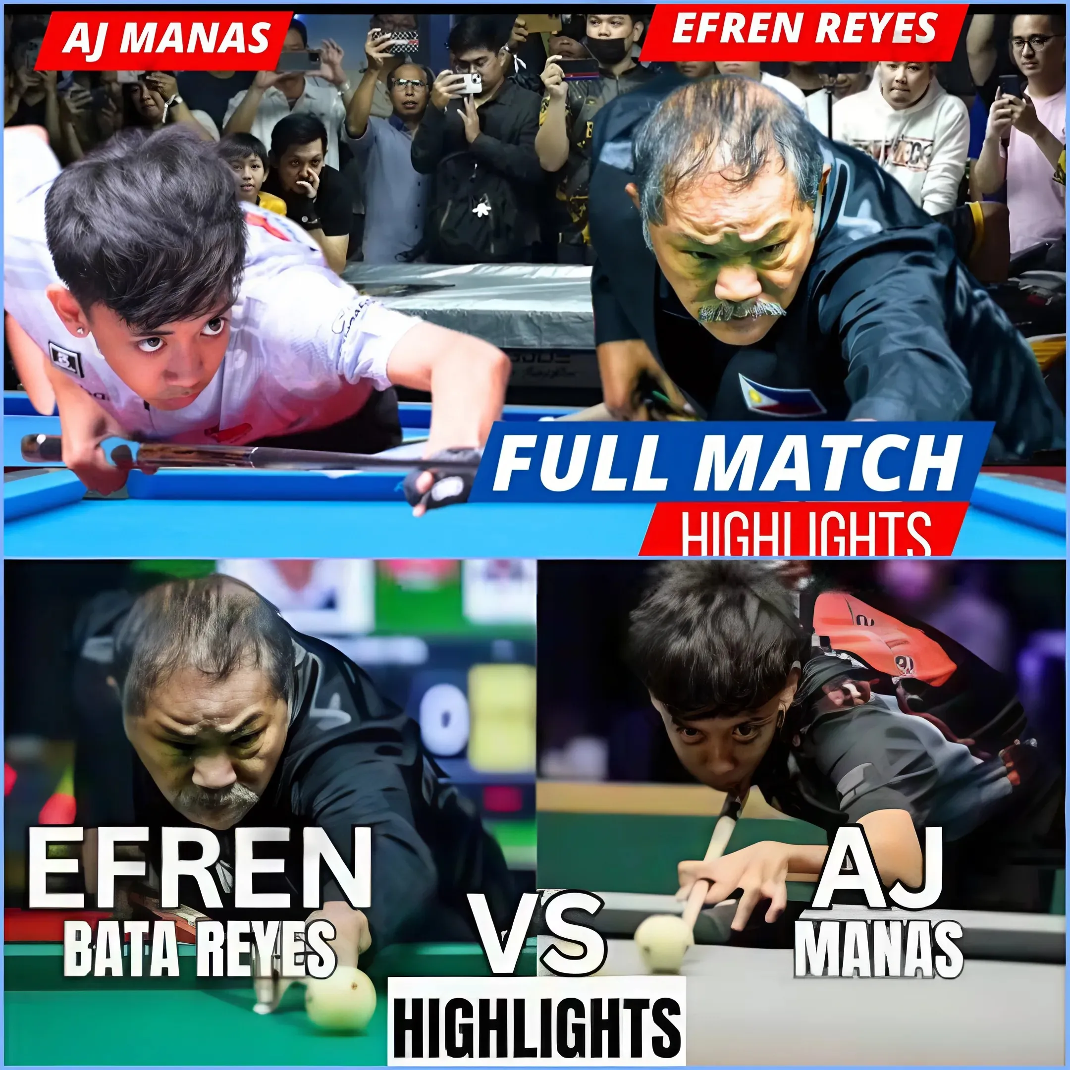 Fierce Battle: Efren Reyes vs AJ Manas - Memorable Highlights