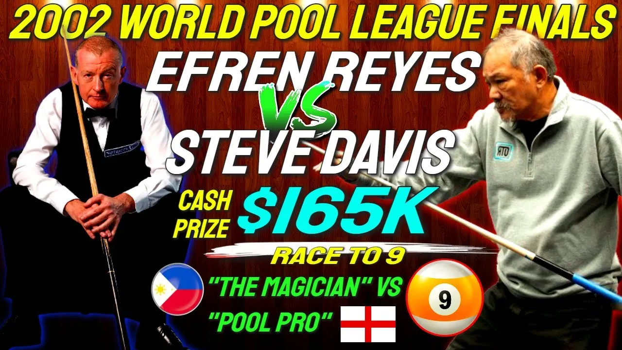 Can't-miss match: Steve Davis and Efren Reyes compete in the 2002 World Pool League final