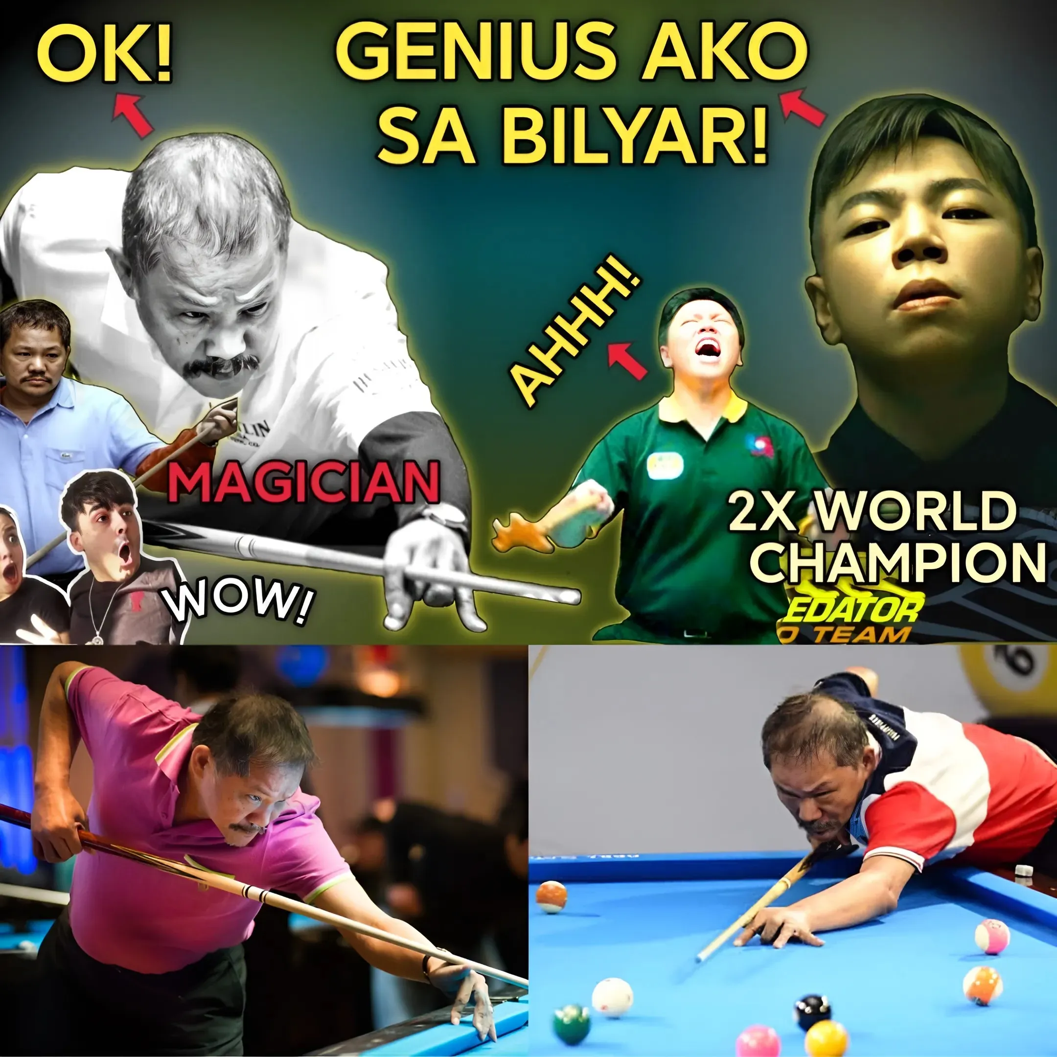 Billiard Magic! Efren Reyes: 2-Time World Champion Knocks Out Opponents in Unbelievable Ways!