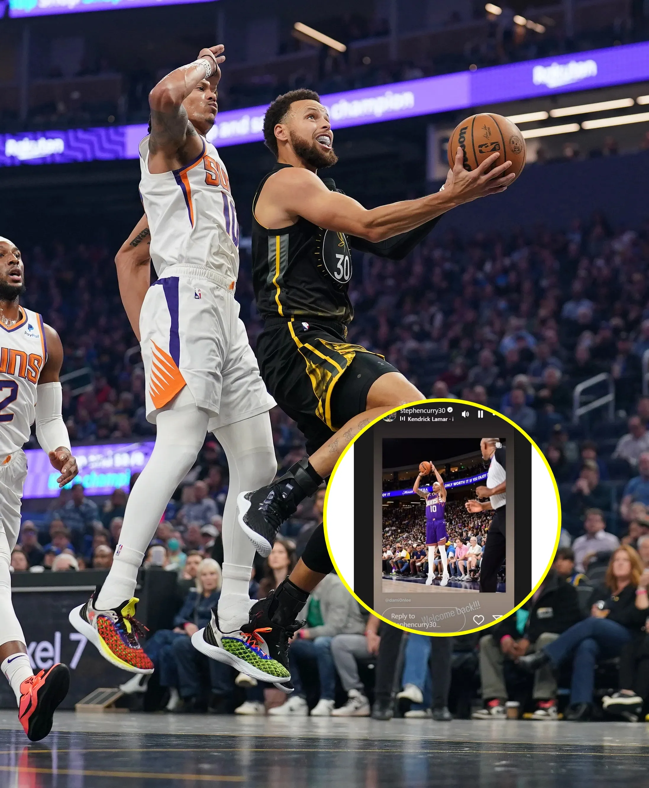 Amped Steph Curry reacts to his brother-in-law's Suns return from injury in 2 words