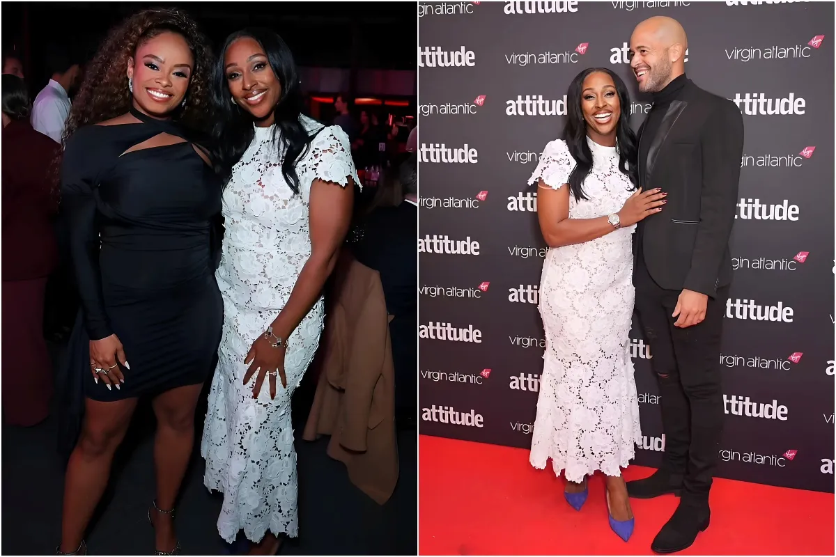 Alexandra Burke looks radiant in white embroidered dress alongside leggy Fleur East as The X Factor stars attend the Virgin Atlantic Attitude Awards liennhi