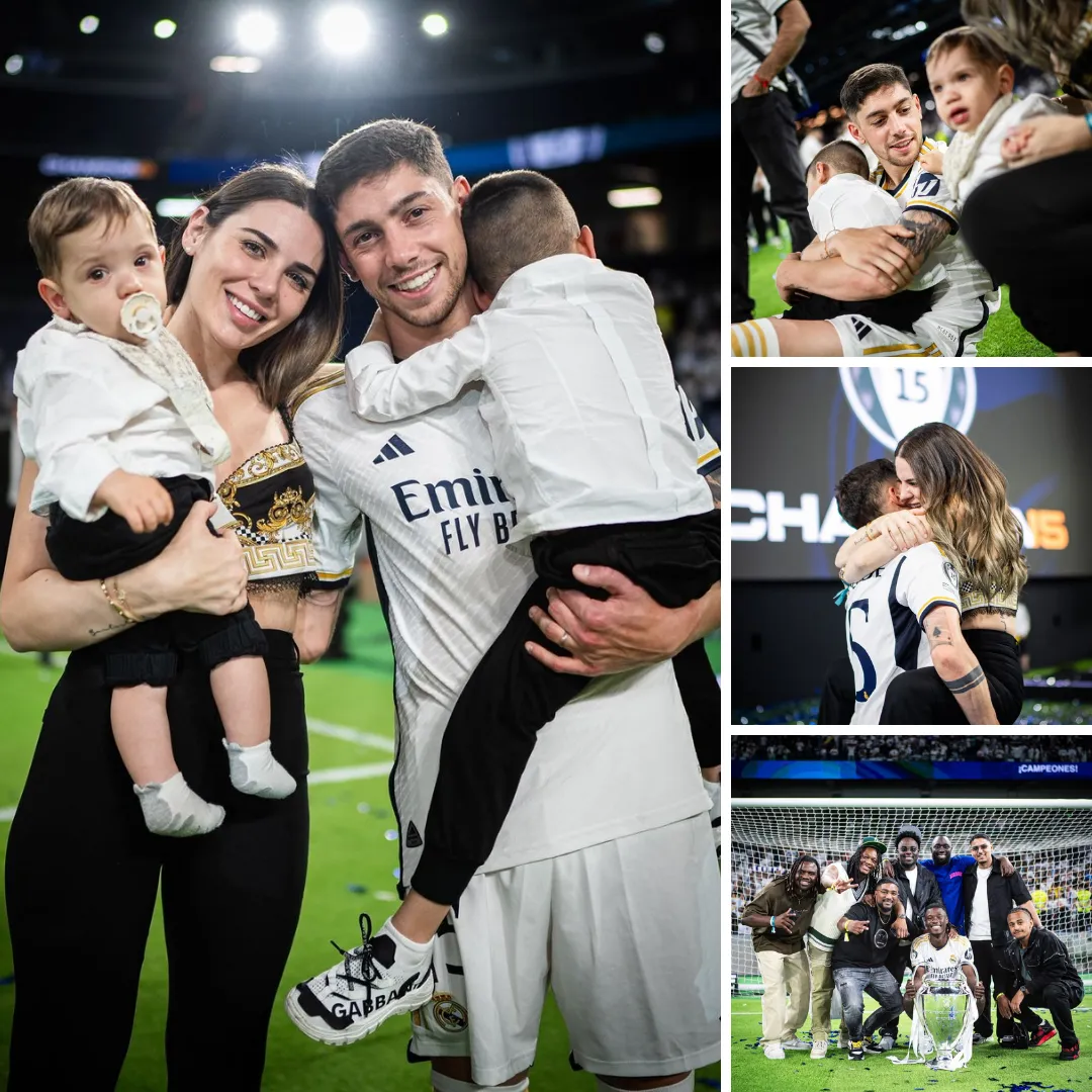 Valverde, su mujer y sus hijos se mostraron muy felices mientras celebraban juntos el campeonato del Real Madrid en el Bernabéu😍😍