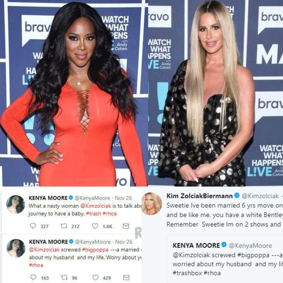 RHOA’s Kenya Moore and Kim Zolciak Get Into Nasty Twitter War after Kenya Brings Up Big Poppa