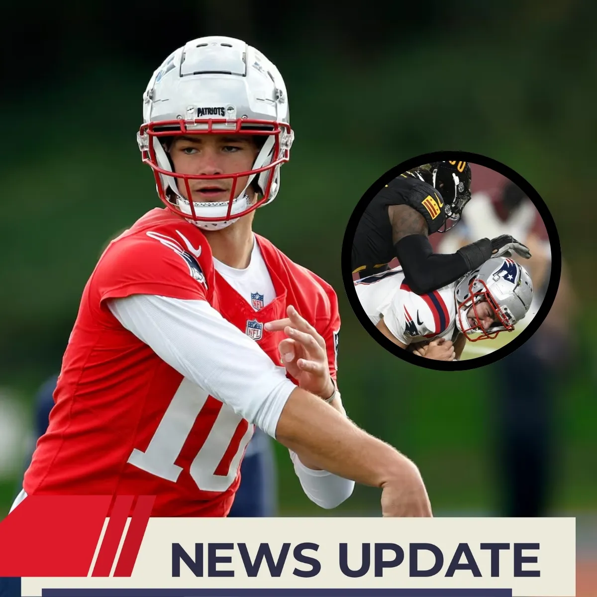 Patriots' Drake Maye provides cryptic update on knee injury