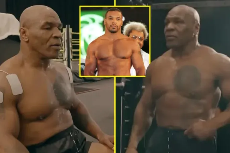 Mike Tyson flaunts ripped physique as he hammers heavy bag in latest training footage ahead of Jake Paul fight