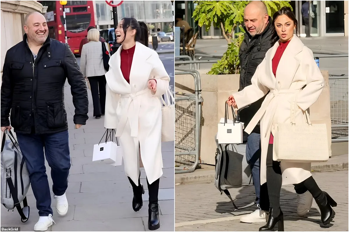 Strictly's Wynne Evans and Katya Jones are all smiles while out shopping on London's Oxford Street after controversy surrounding 'wandering hand' incident liennhi