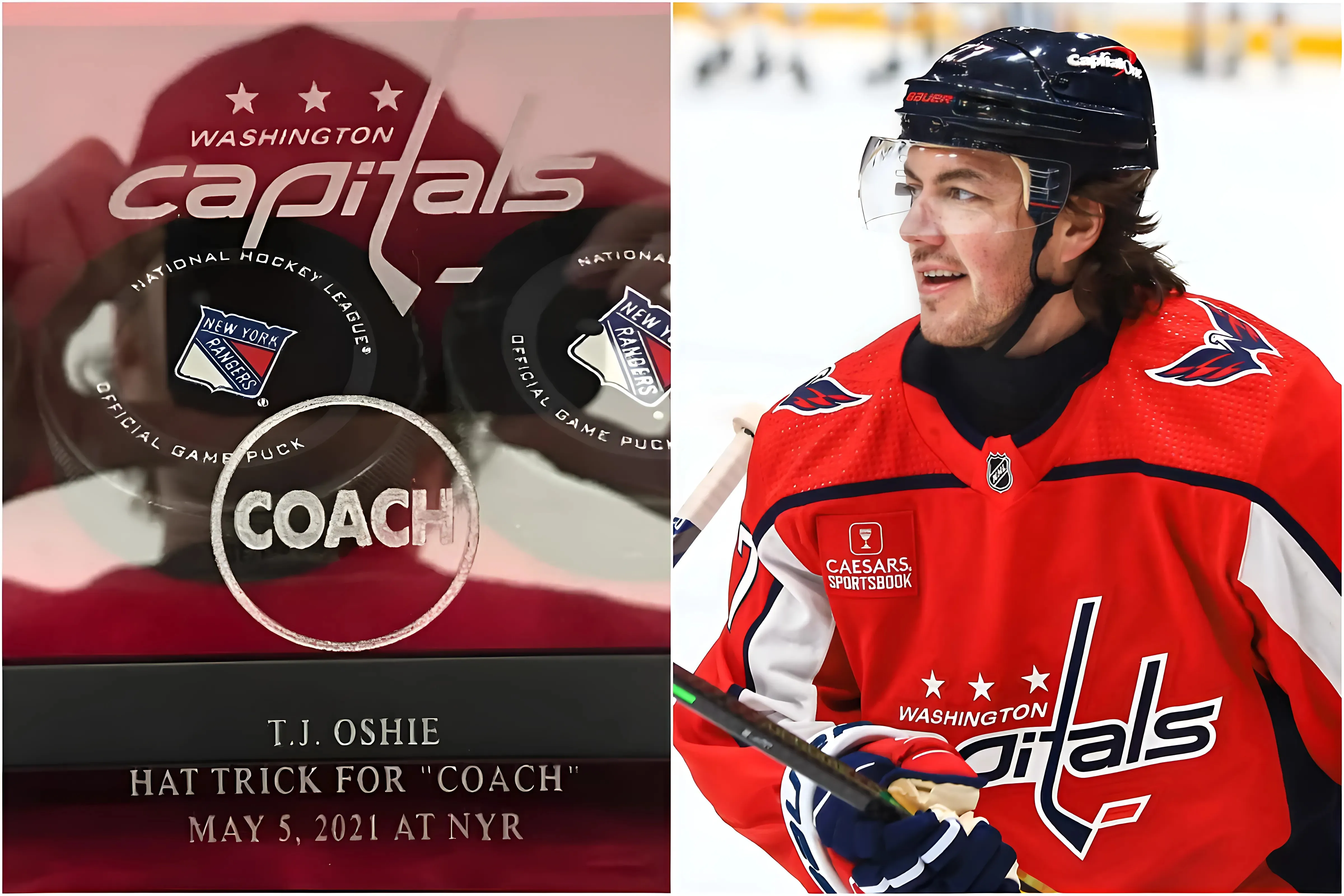 Capitals gift TJ Oshie three goal pucks from hat trick against Rangers in first game after father’s death trucc