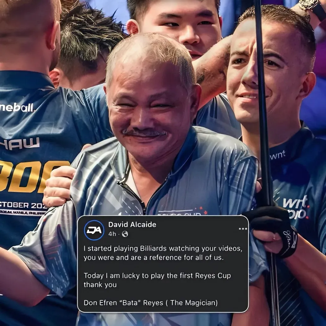 Endless Love for a Legend: Spanish professional billiards player and member of Team Europe David Alcaide Honors 'Wizard' Efren Reyes at Reyes Cup 2024