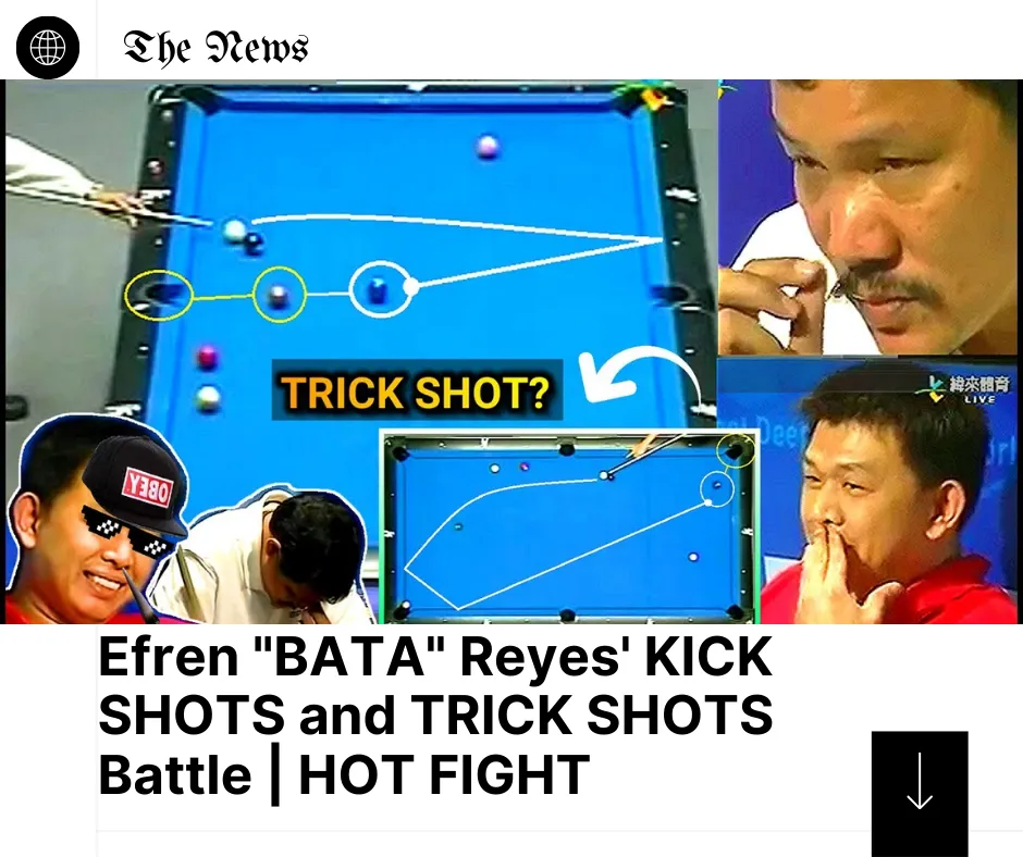 Efren "BATA" Reyes' KICK SHOTS and TRICK SHOTS Battle | HOT FIGHT