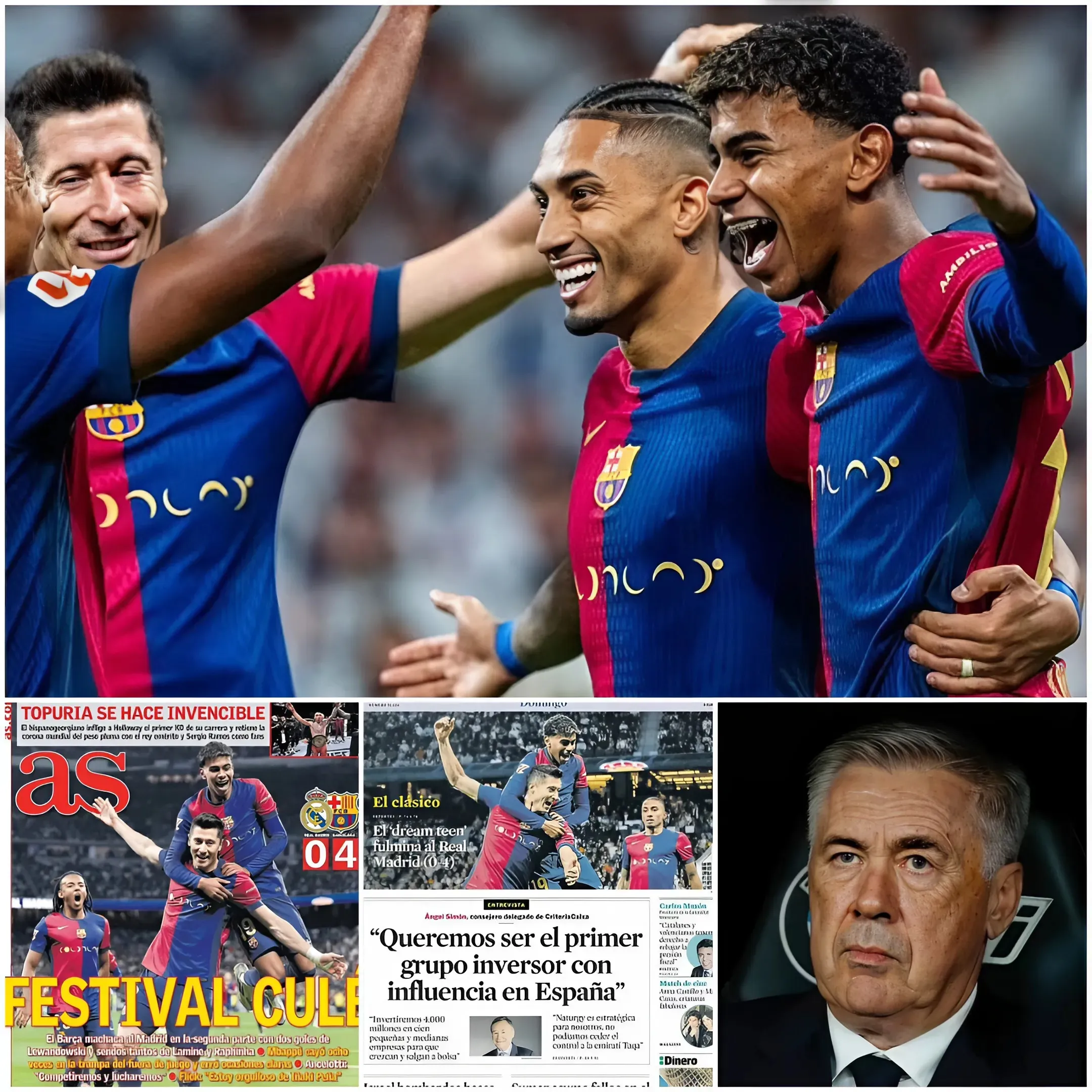 La prensa española elogia la "histórica goleada" del Barcelona al Real Madrid tras la victoria por 4-0 en El Clásico, mientras Kylian Mbappé "tiene una noche para olvidar" tras "caer en la trampa de Hansi Flick"