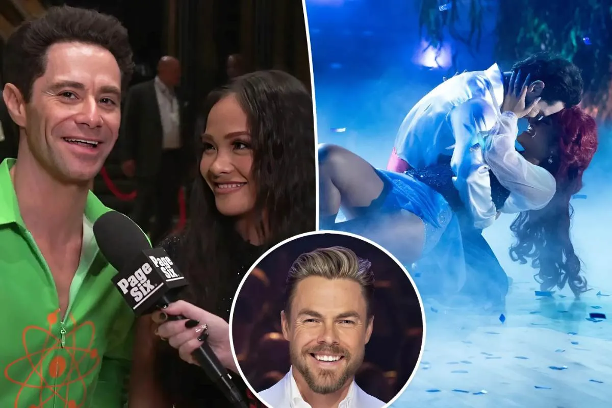 ‘Dancing With the Stars’ partners Jenn Tran, Sasha Farber joke about Derek Hough ‘shipping’ them — and whether they’ll ever kiss on live TV tram