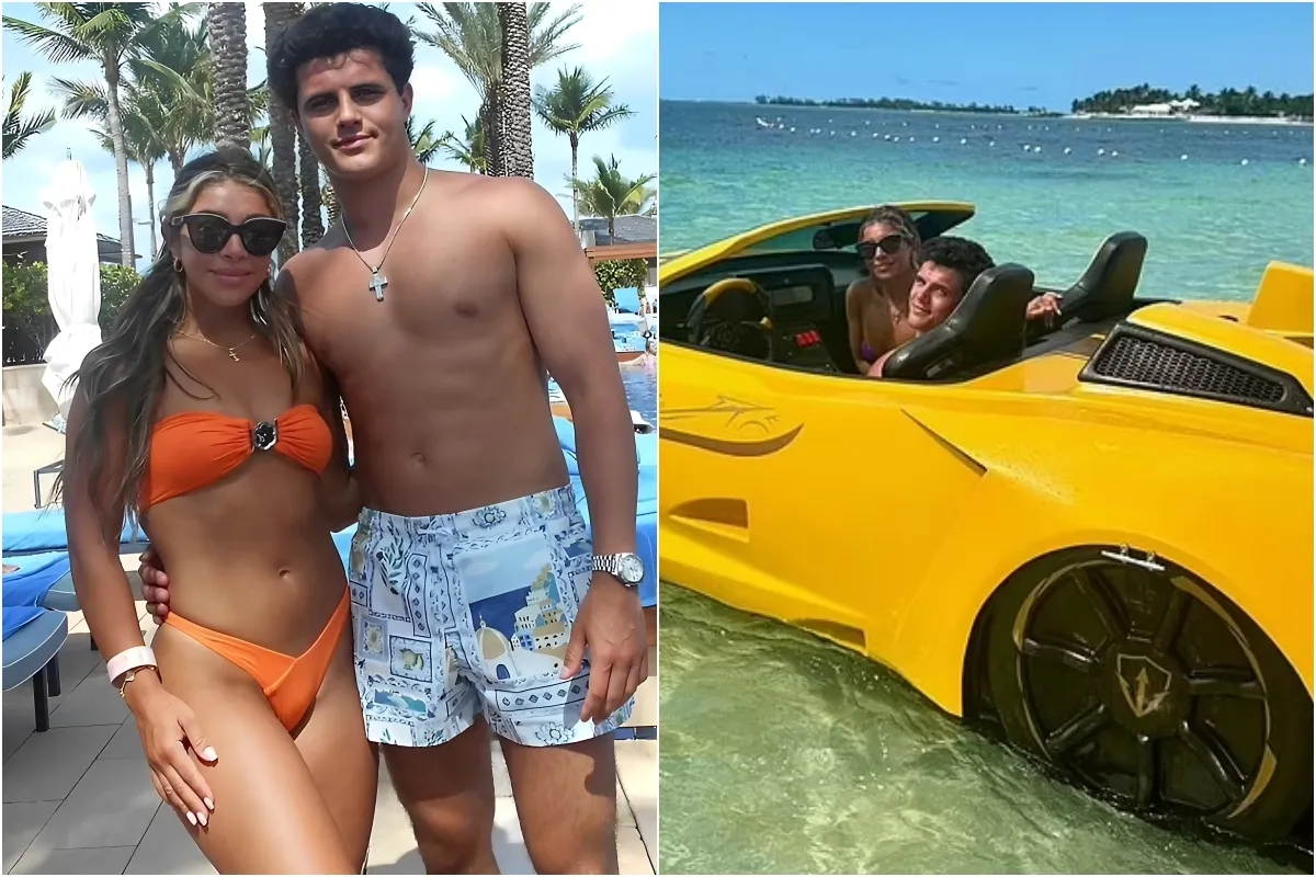 Bold adventure: Gia Giudice and her boyfriend push the limits, sinking a yellow supercar into the sea to test the car's durability during their vacation together