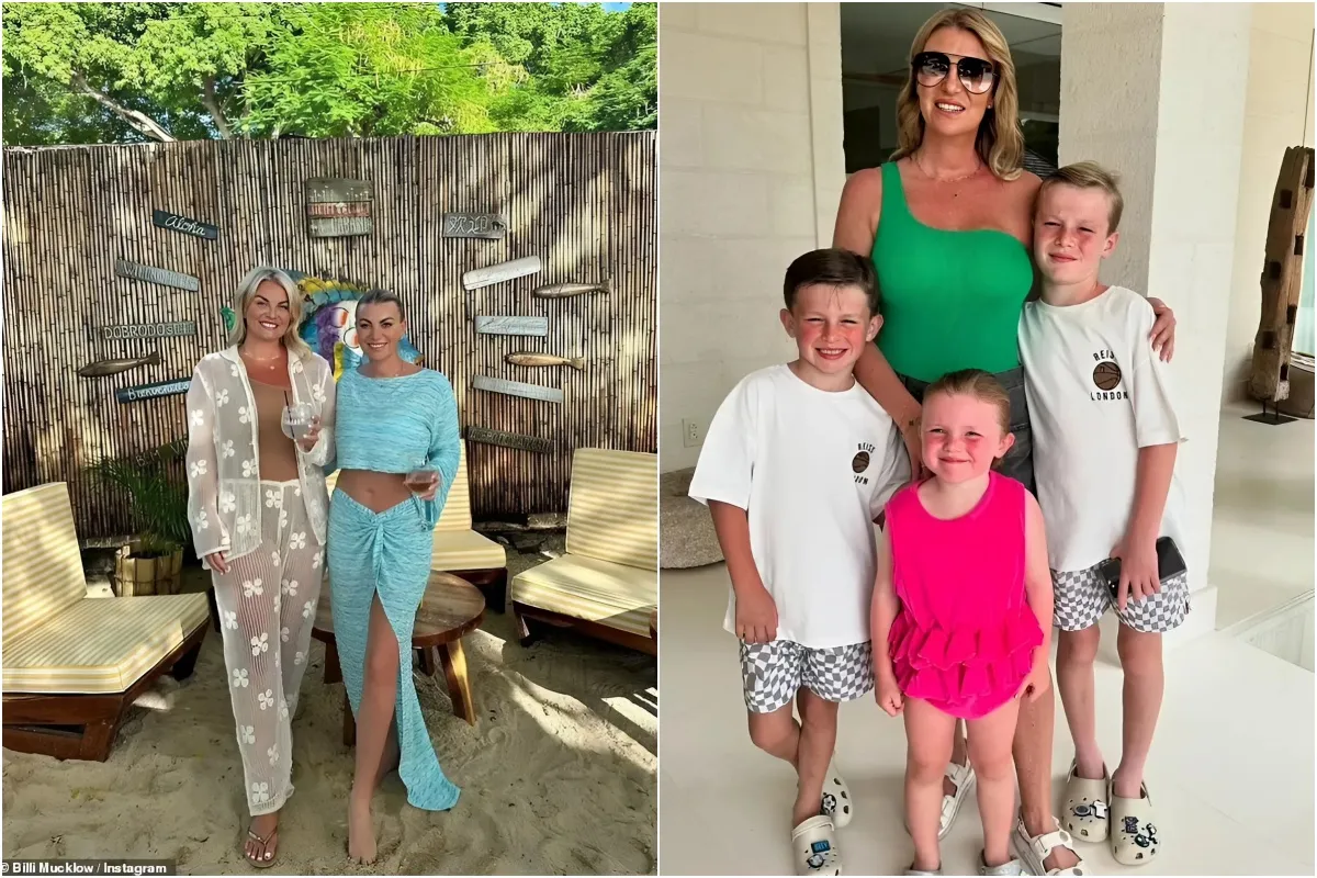 Billi Mucklow flashes her toned midriff in blue co-ord as she continues to enjoy holiday with her sister and kids while brushing off ex Andy Carroll's new romance with Lou Teasdale liennhi