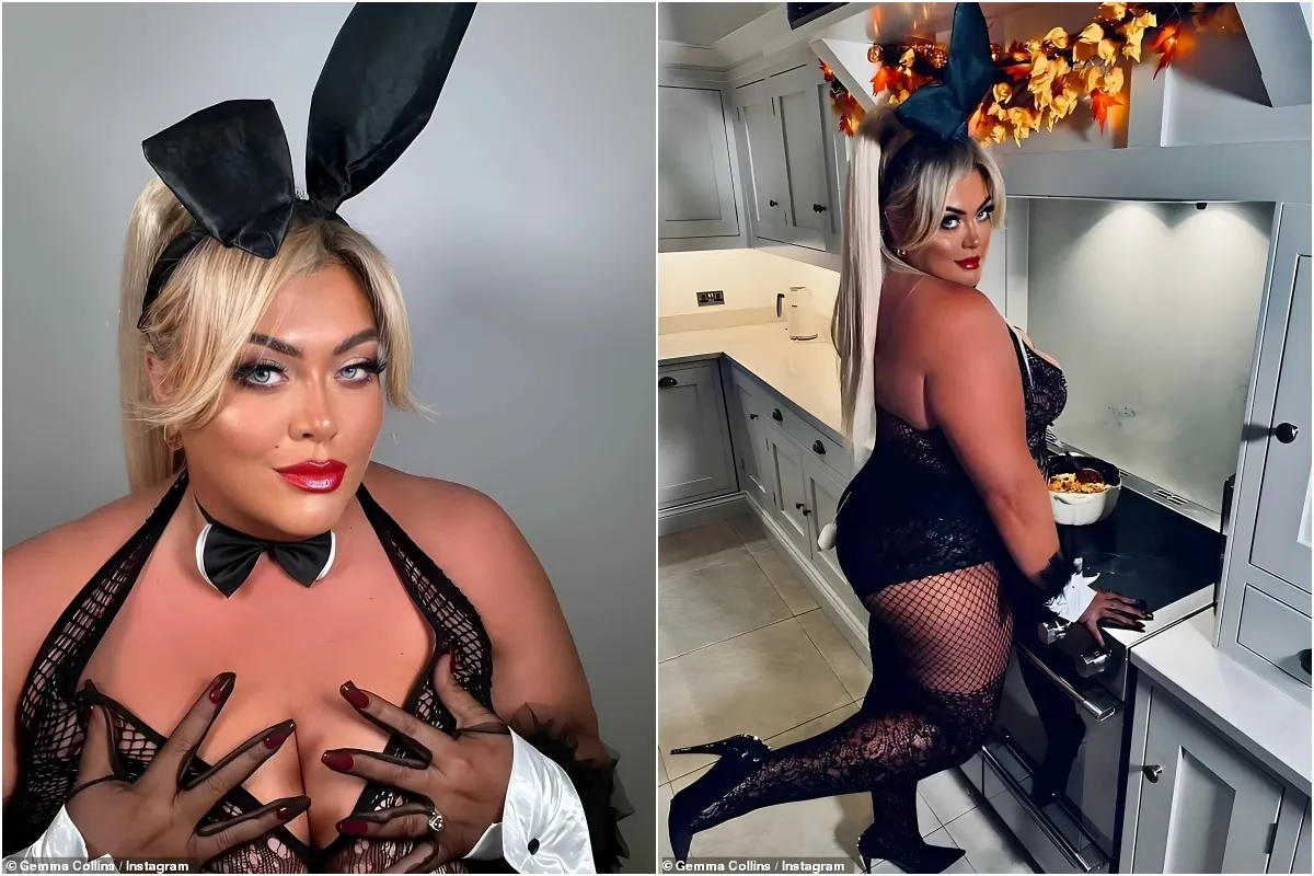 Gemma Collins slips into a racy corset and fishnet stockings as she dresses up as a sexy rabbit for Halloween liennhi