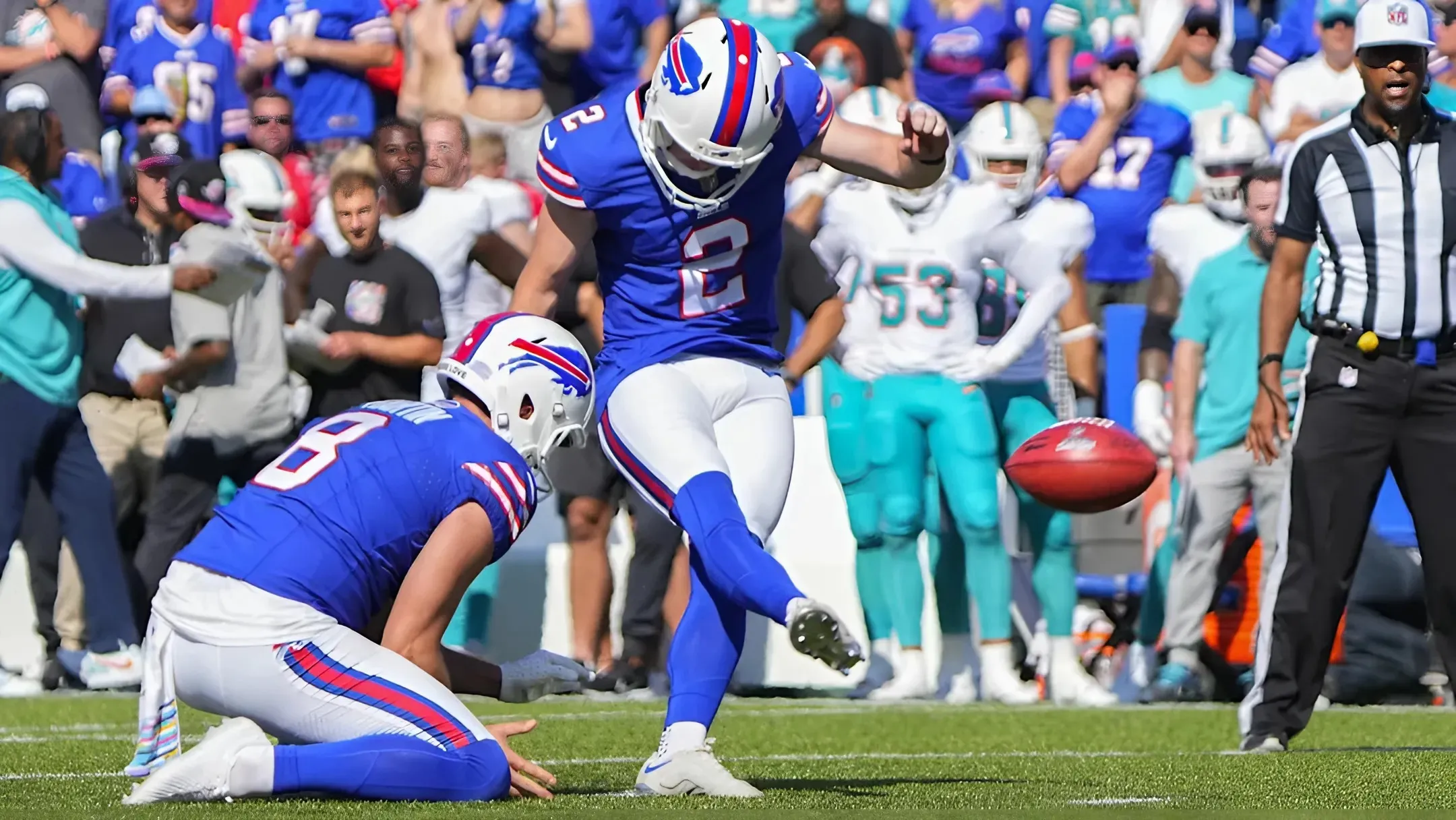 WATCH: Bills K Tyler Bass receives game ball after game-winning kick vs. Dolphins