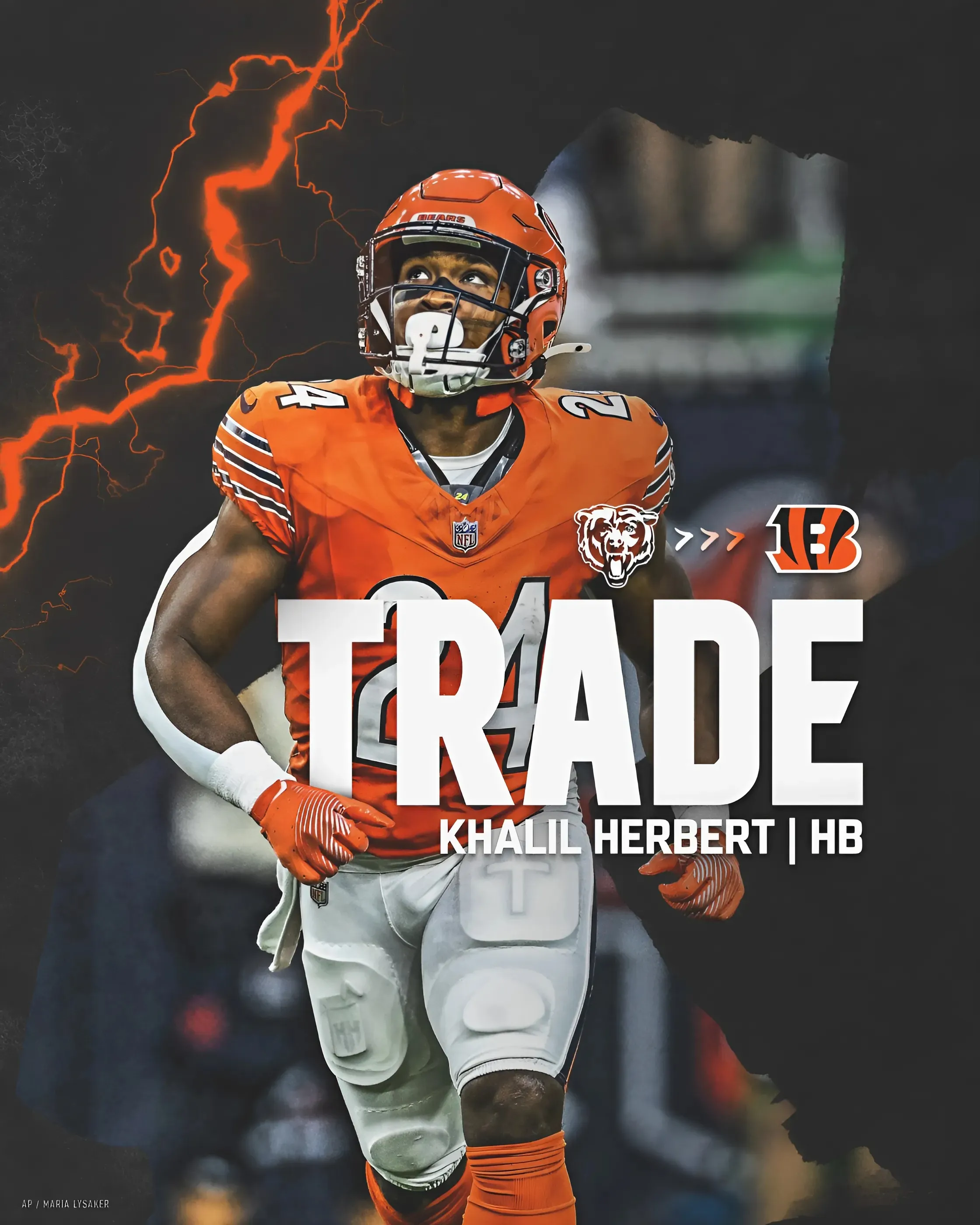 Bengals acquire RB Khalil Herbert from Bears in trade with Zack Moss out indefinitely