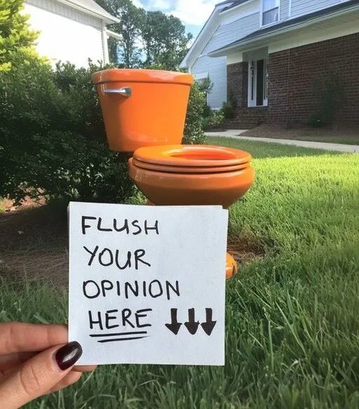 Neighbor Drama Escalates as Lawn Becomes Site for “Flush Your Opinion” Installation