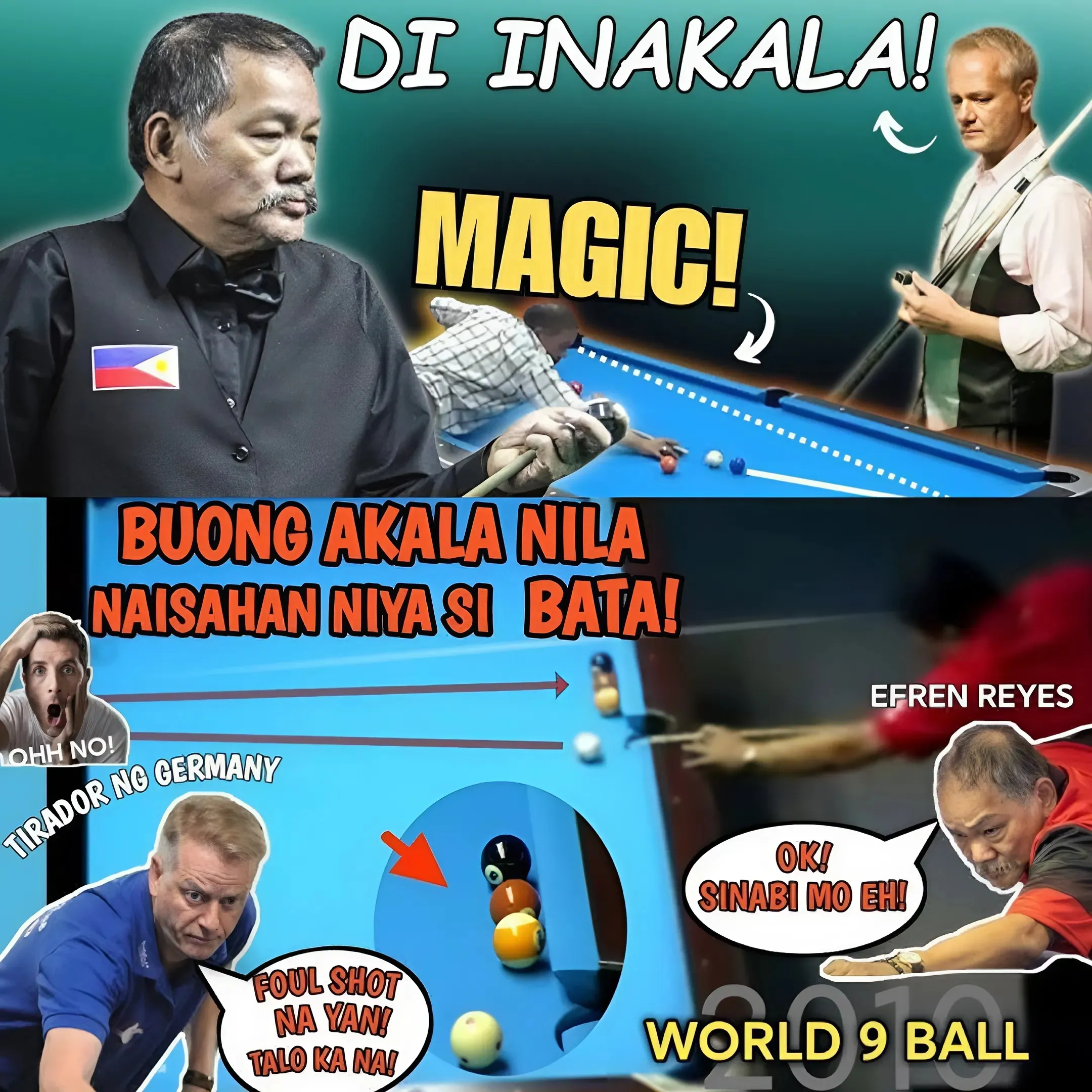 🌎Impossible! 3-Time World Champion From UK Amazed By Efren 'BATA' Reyes' Miracle Shot!