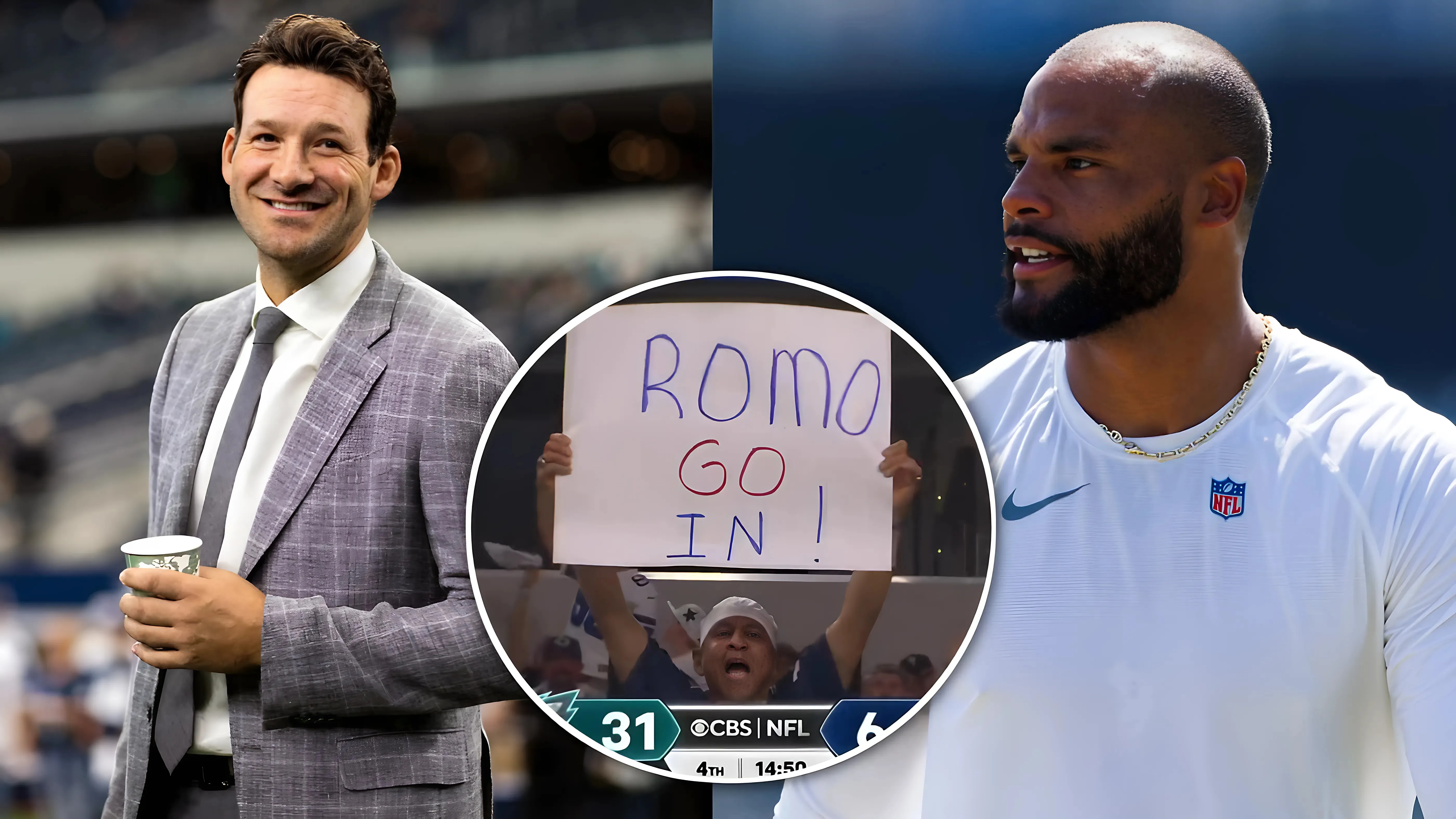 (Video) Cowboys fans beg Tony Romo to leave broadcasting and take over after QBs have disastrous game against Eagles