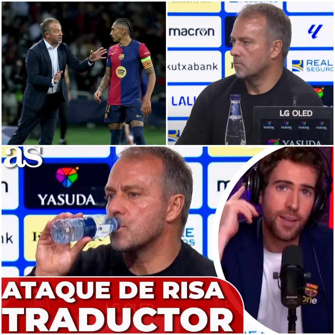 El TRADUCTOR del FC BARCELONA tiene un ATAQUE de RISA por una pregunta SPANGLISH a HANS FLICK