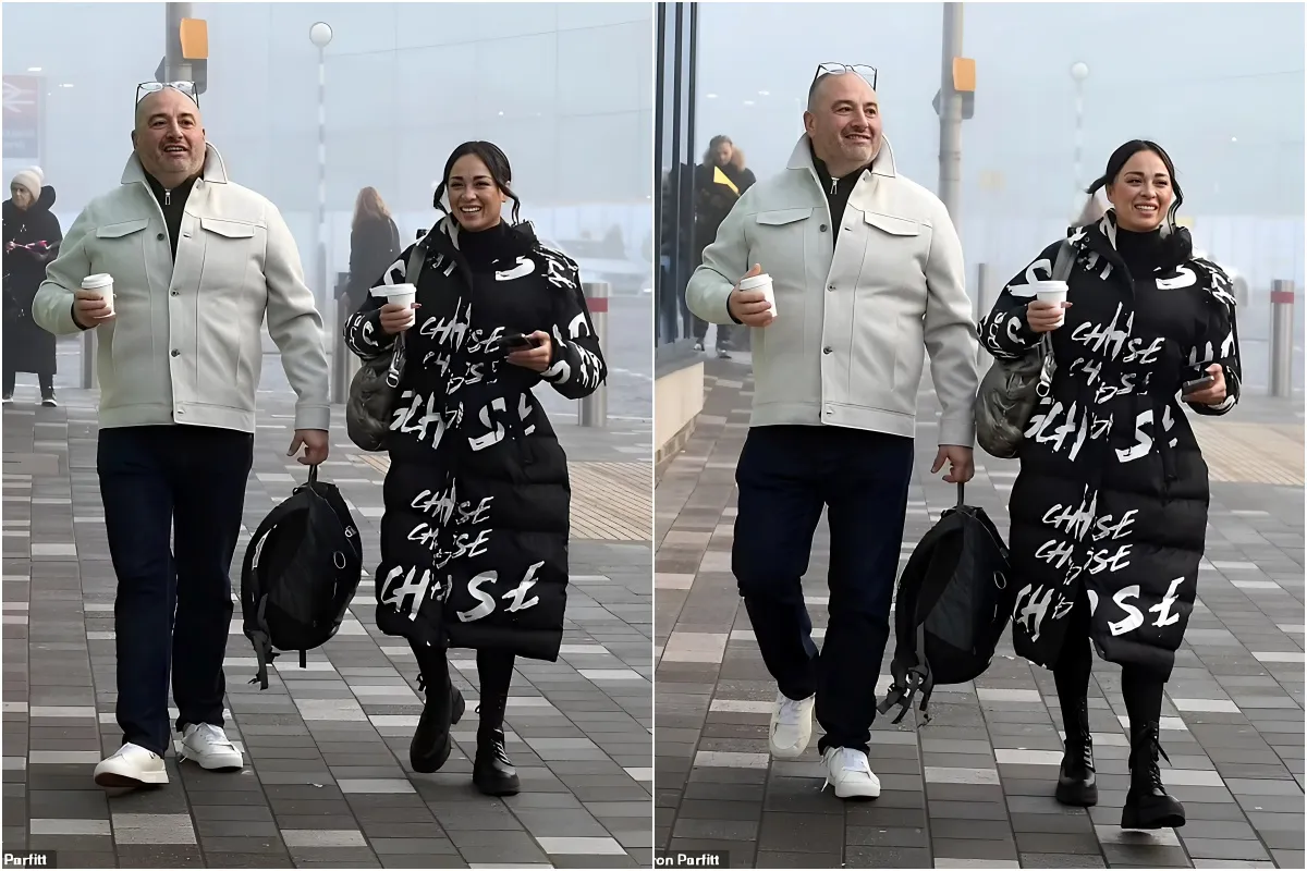 Strictly's Wynne Evans and Katya Jones plaster on a smiles after arriving in Blackpool - as he's tipped to leave the show after narrowly surviving the dance-off amid fan fury liennhi