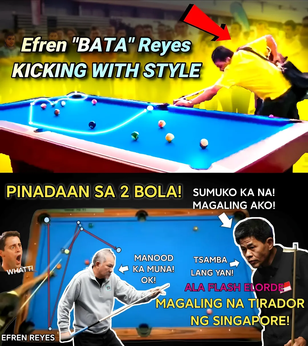 😲🏆ONE OF THE MOST IMPRESSIVE BATTLES! Efren Bata couldn't stop the "Isainag!" Magical slingshot and the coach of the Singapore billiards players was stunned!