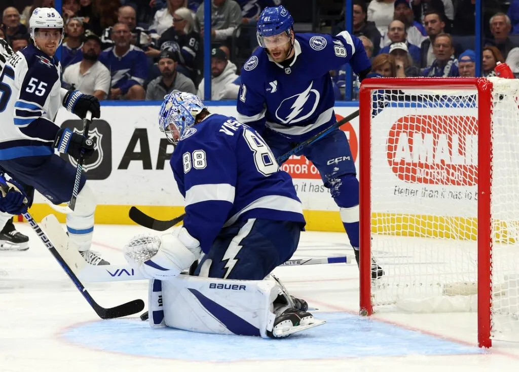 Andrei Vasilevskiy notches 300th win as Lightning cool Jets 4 - 1