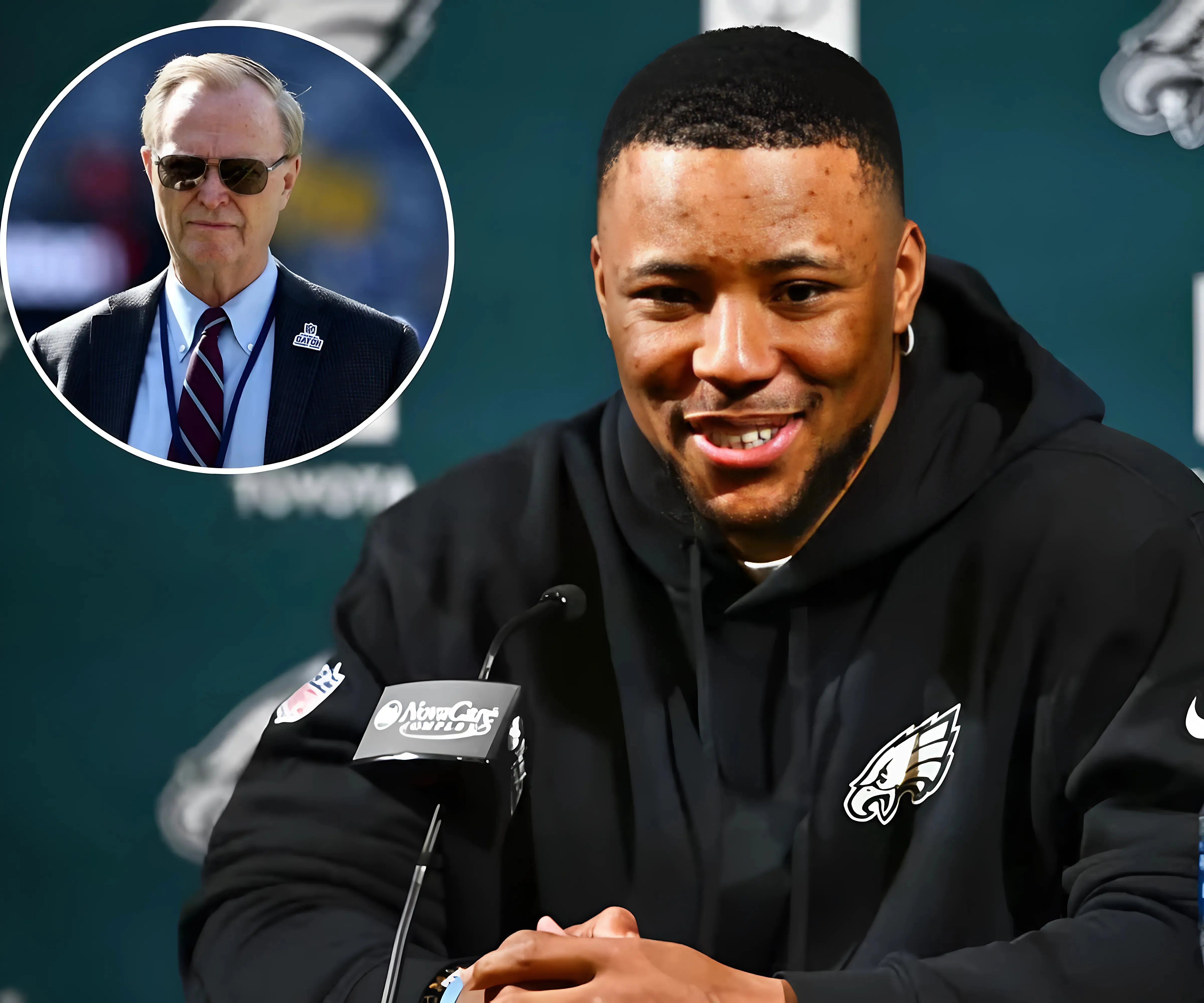 Eagles fans taunted the Giants with chants of "Thank you, Giants!" right in the middle of Saquon Barkley's interview!-suong