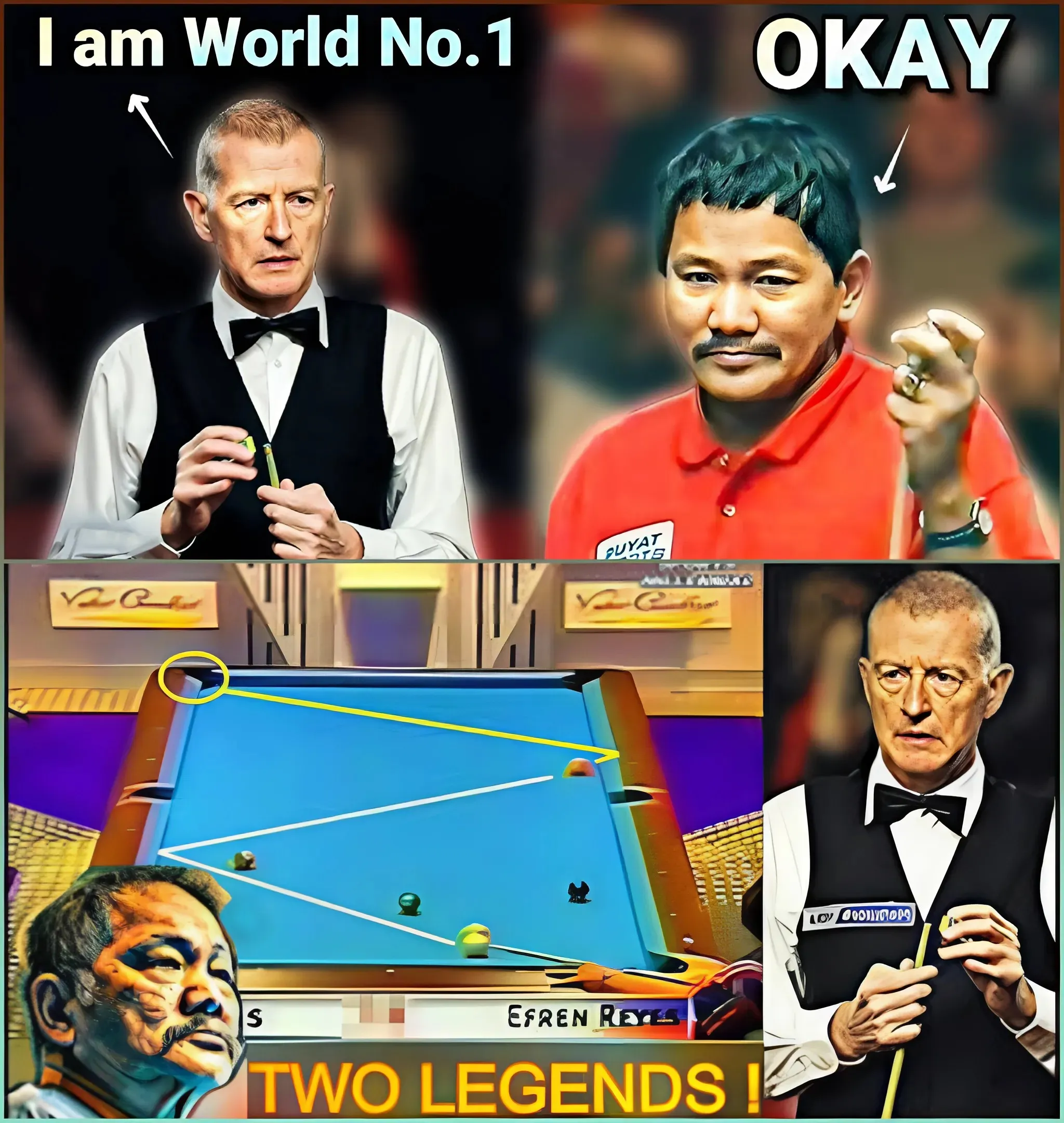 This is the Battle of his Lifetime, where he must unleash his magic: "Efren 'BATA' Reyes Faces Snooker Legend Steve Davis"