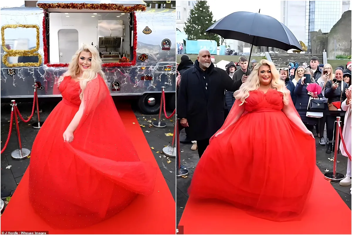 Gemma Collins shocks locals as she makes a surprise appearance at Swansea's annual Christmas parade on a McDonald's float in a huge red ballgown liennhi