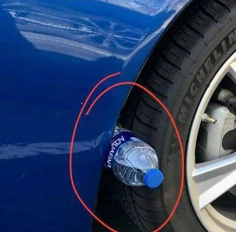 If a plastic bottle is spotted on your tire, be sure to give it your full attention.