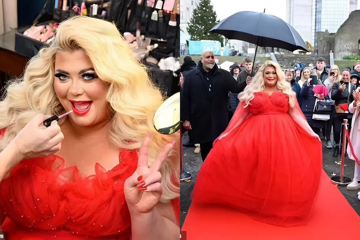 Gemma Collins shocks locals as she makes a surprise appearance at Swansea's annual Christmas parade on a McDonald's float in a huge red ballgown ngocc